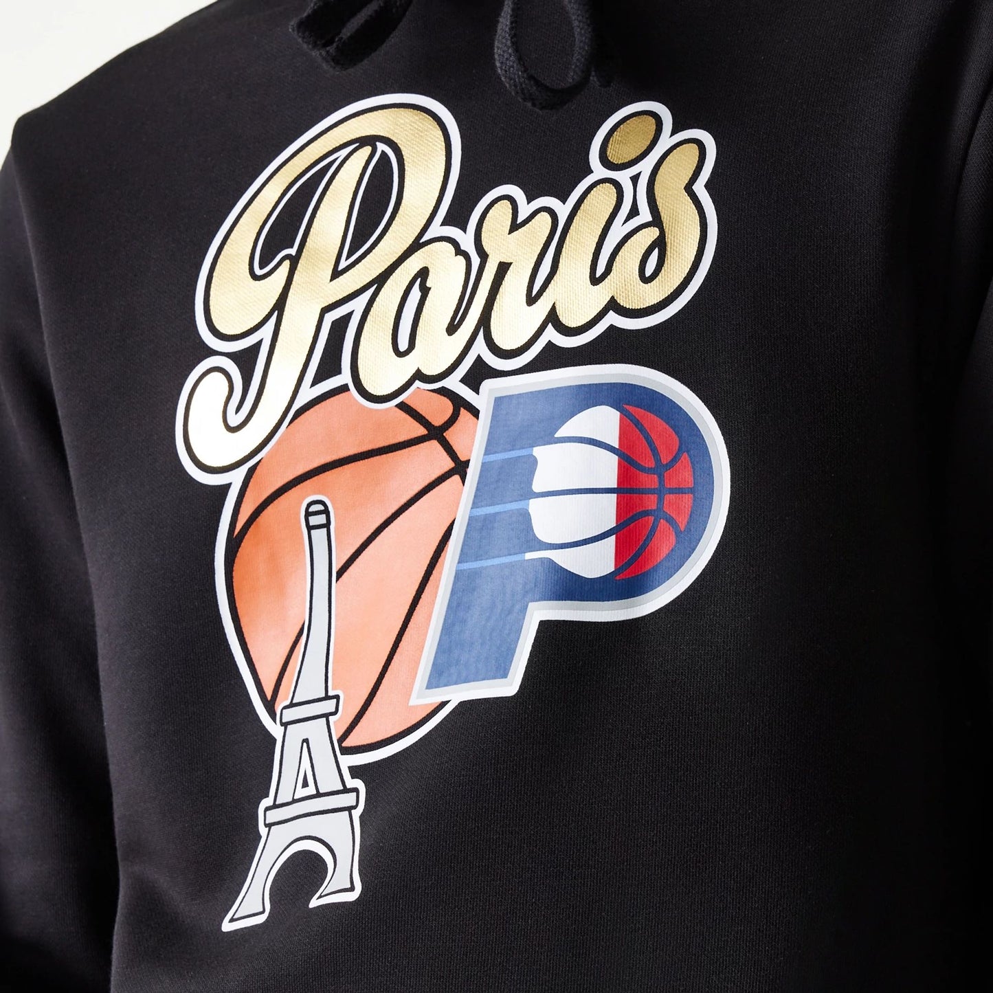 This is a Indiana Pacers NBA Paris Games 2025 Black Pullover Hoodie 5