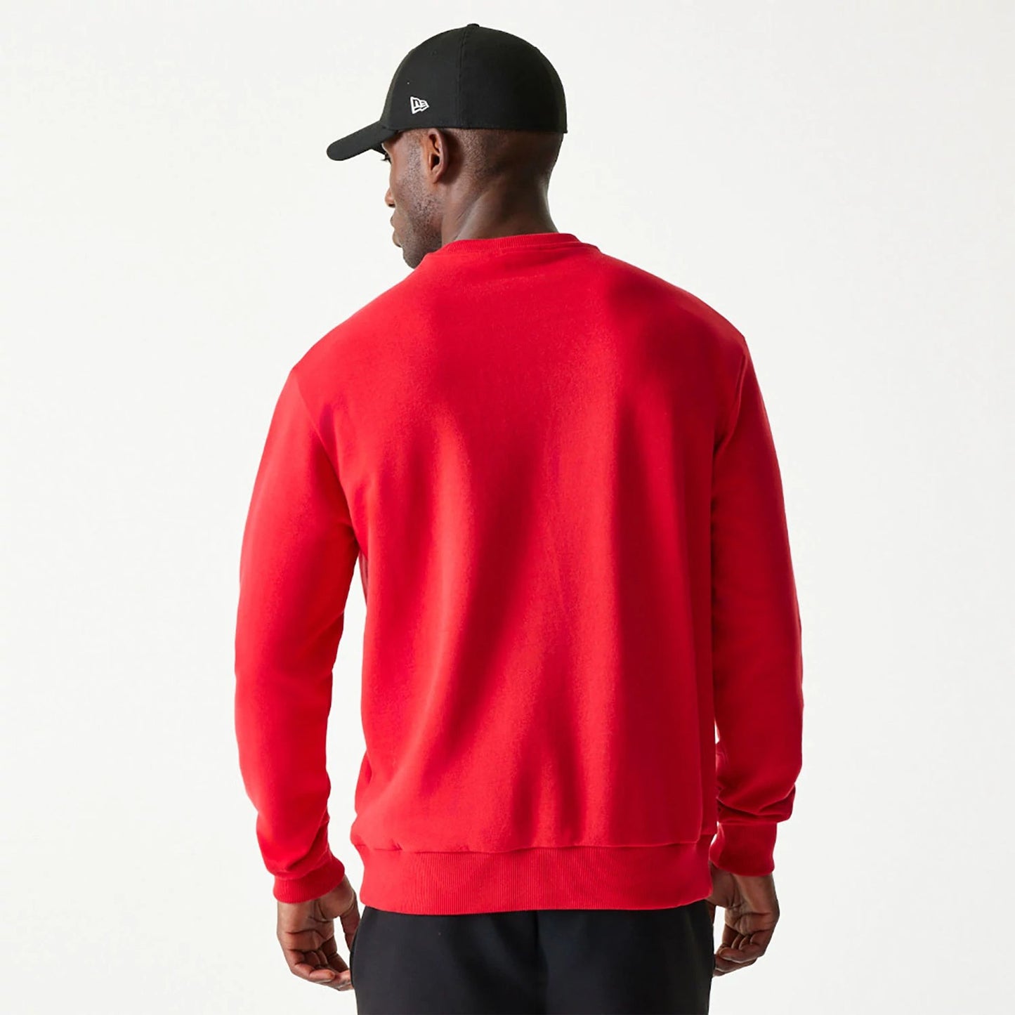 The Male model is wearing New Era Essential Red Crewneck Sweater 2