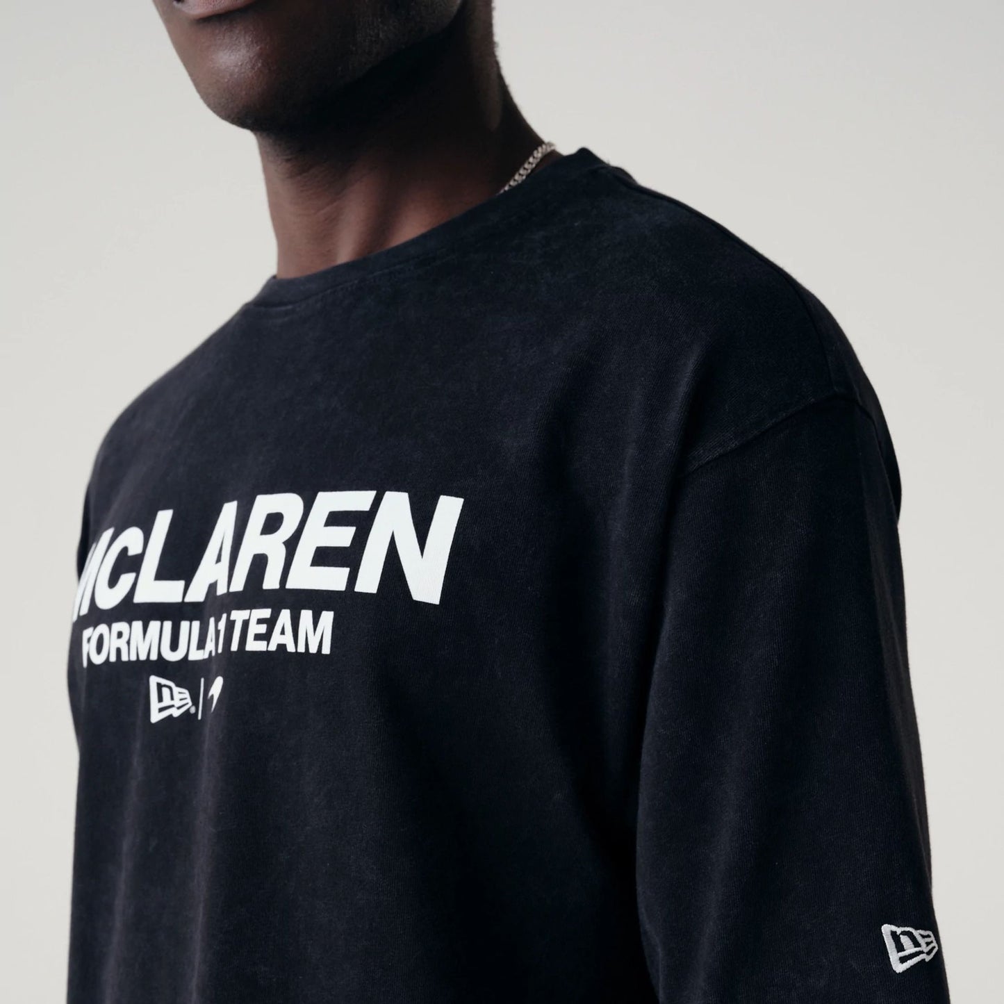 The Male model is wearing McLaren Racing Washed Pack Black Oversized T-Shirt 5