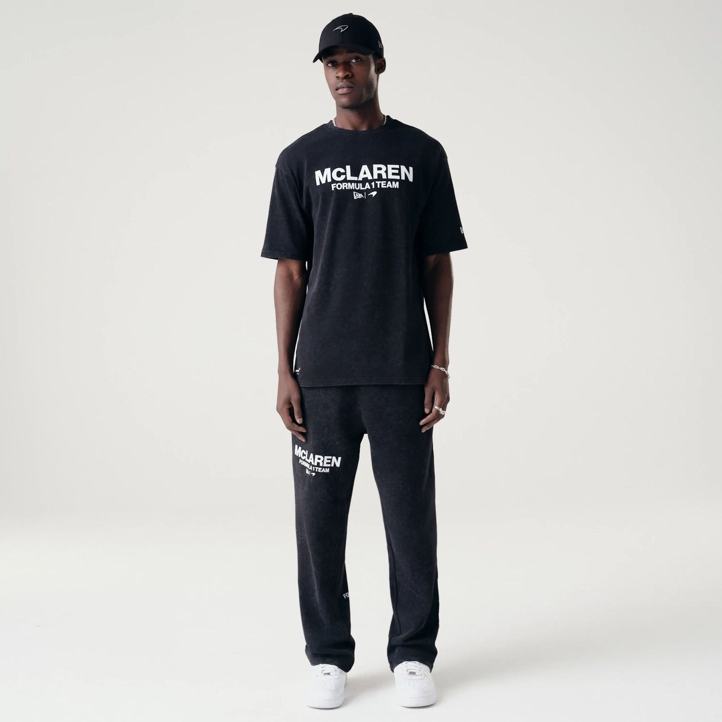 The Male model is wearing McLaren Racing Washed Pack Black Oversized T-Shirt 8