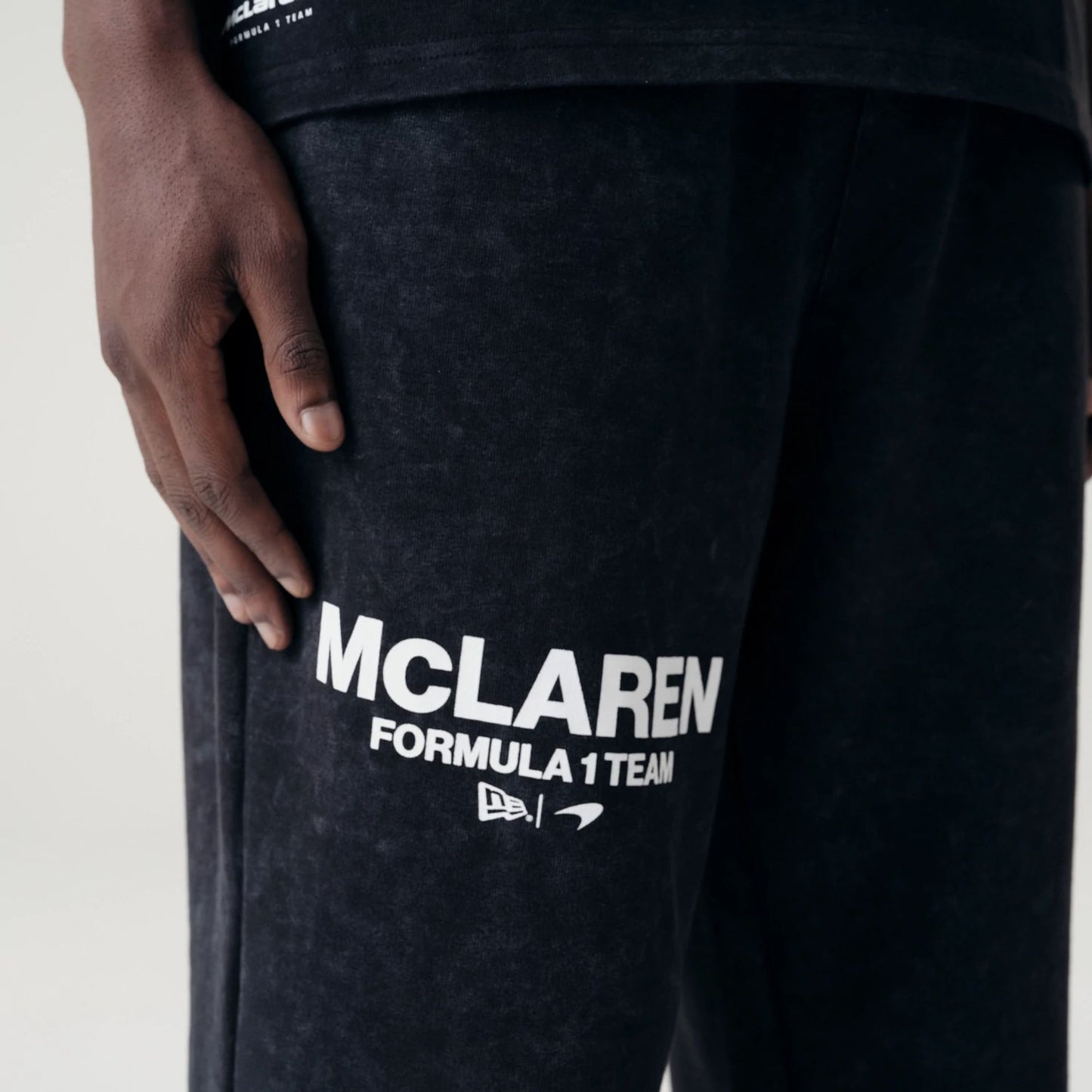 The Male model is wearing McLaren Racing Washed Pack Black Straight Leg Joggers 4