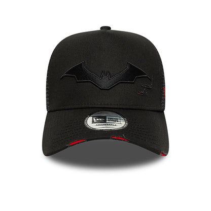 This is a Batman Distressed Black 9FORTY E-Frame Trucker Adjustable Cap 2