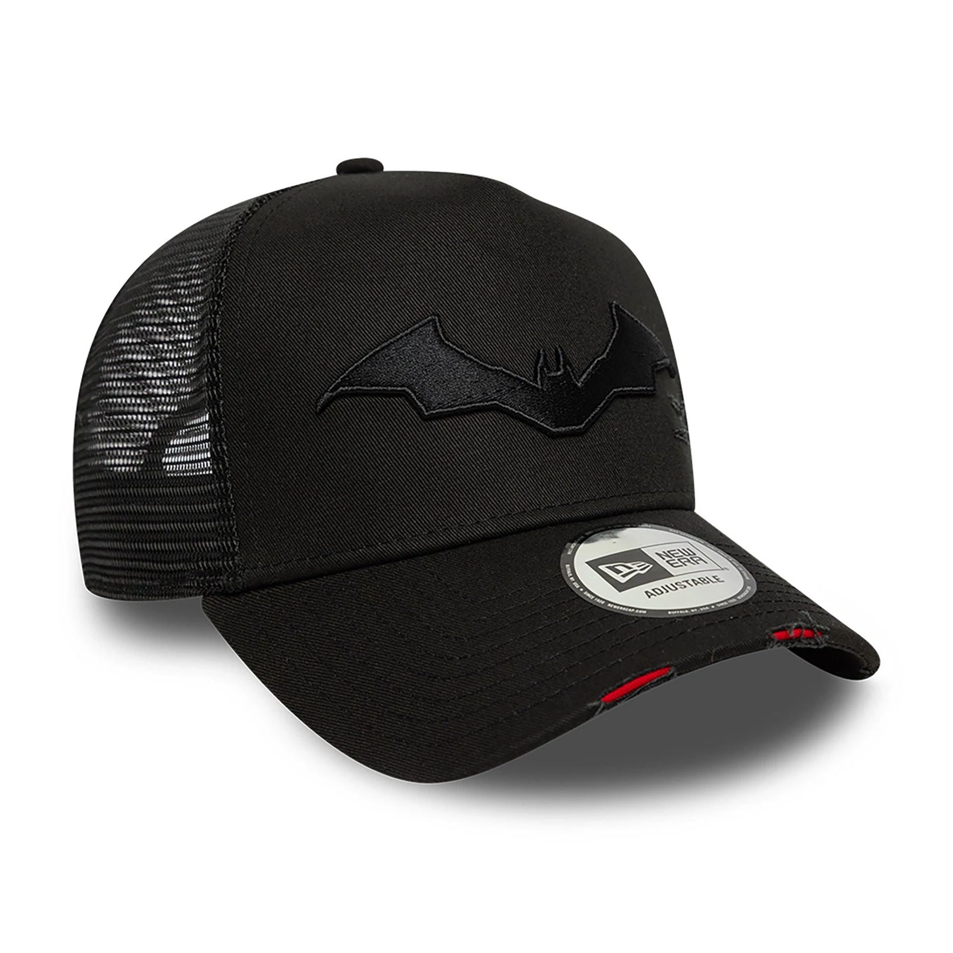 This is a Batman Distressed Black 9FORTY E-Frame Trucker Adjustable Cap 3