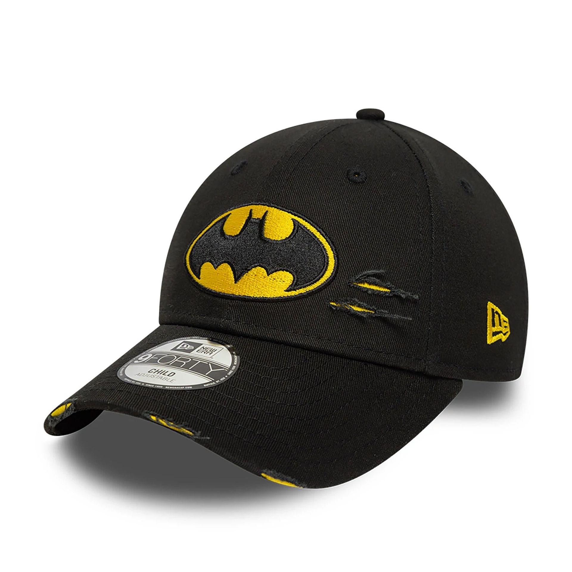 This is a Child Batman Distressed Black 9FORTY Adjustable Cap 1