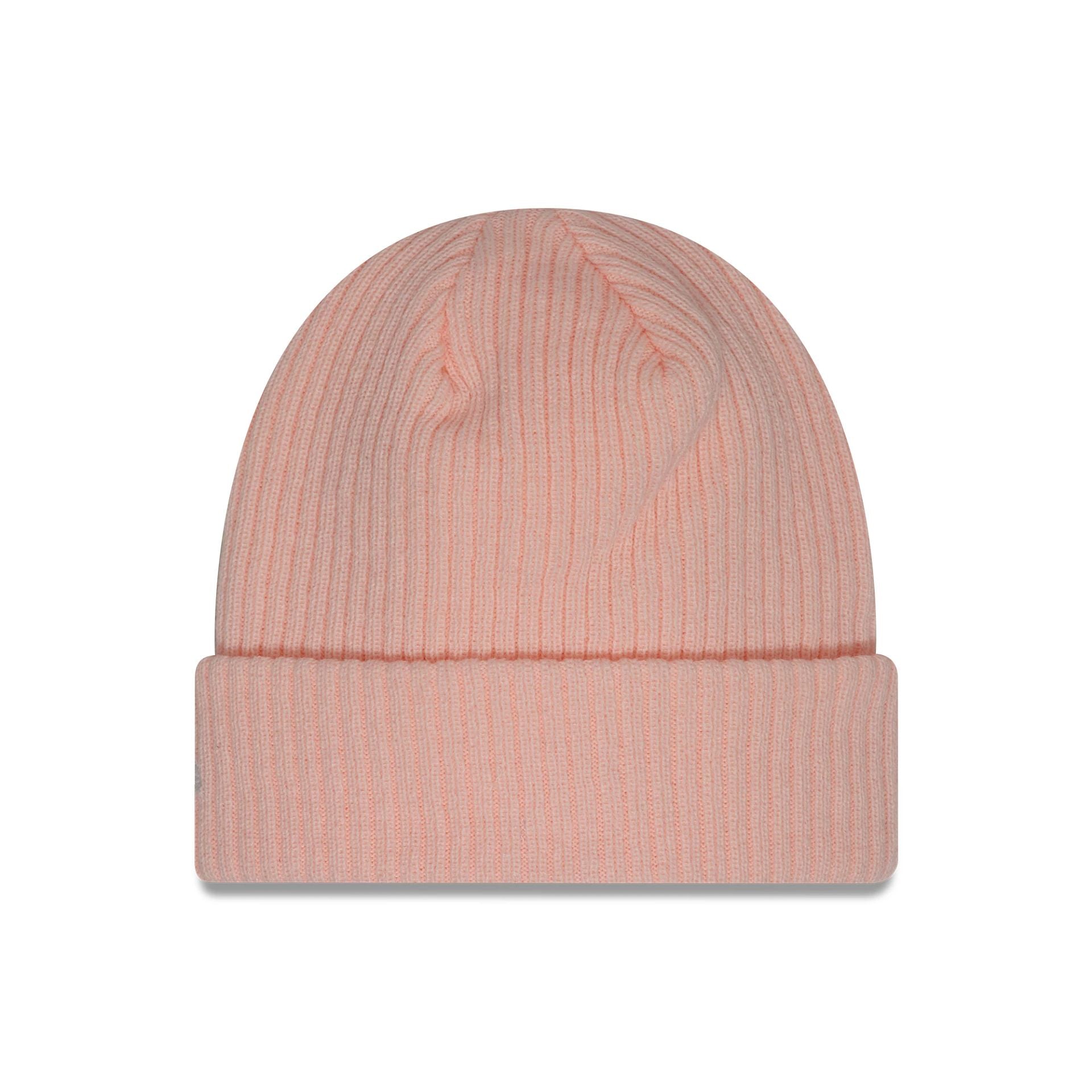 This is a Rugby Football Union Womens Ribbed Pastel Pink Cuff Knit Beanie Hat 2