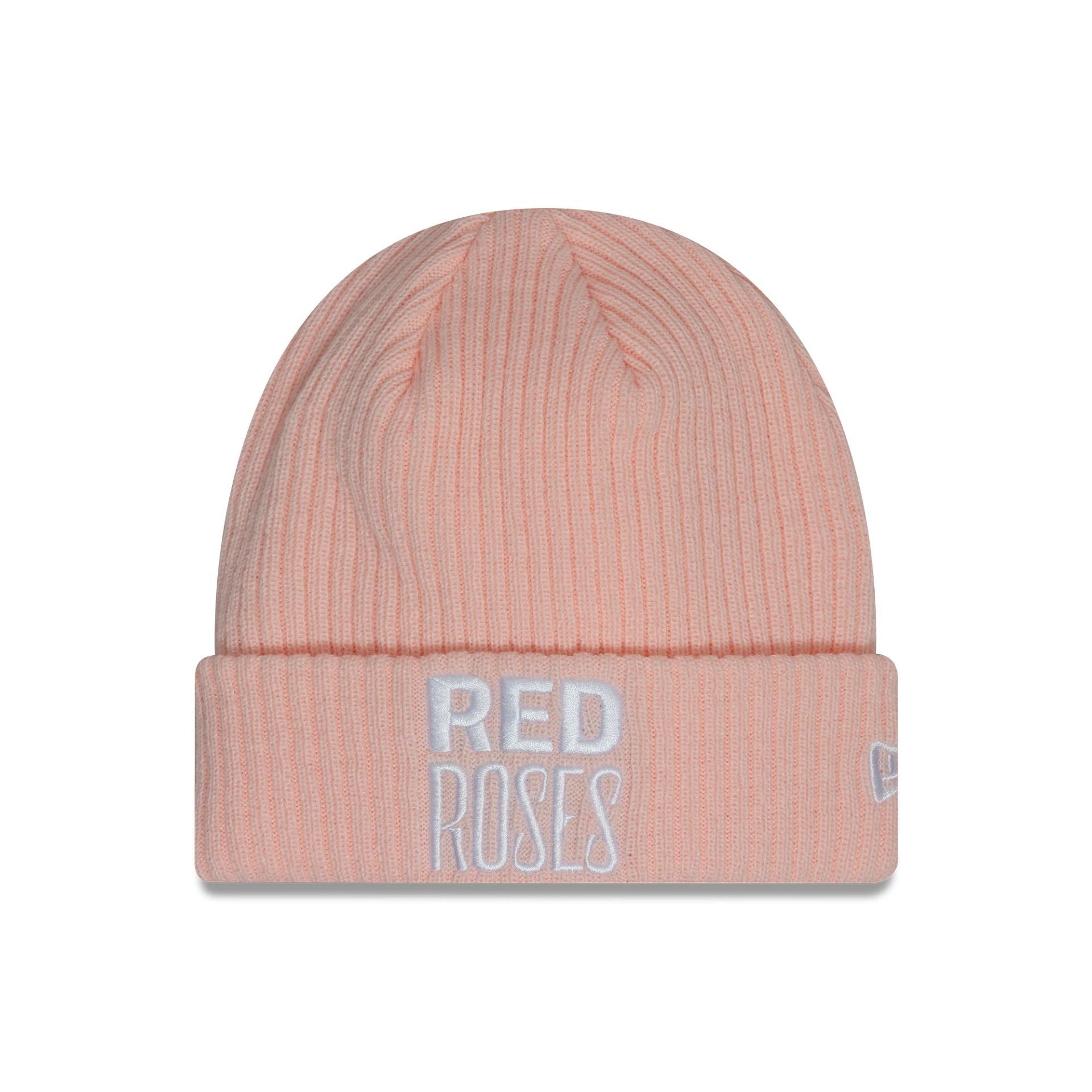 This is a Rugby Football Union Womens Ribbed Pastel Pink Cuff Knit Beanie Hat 1