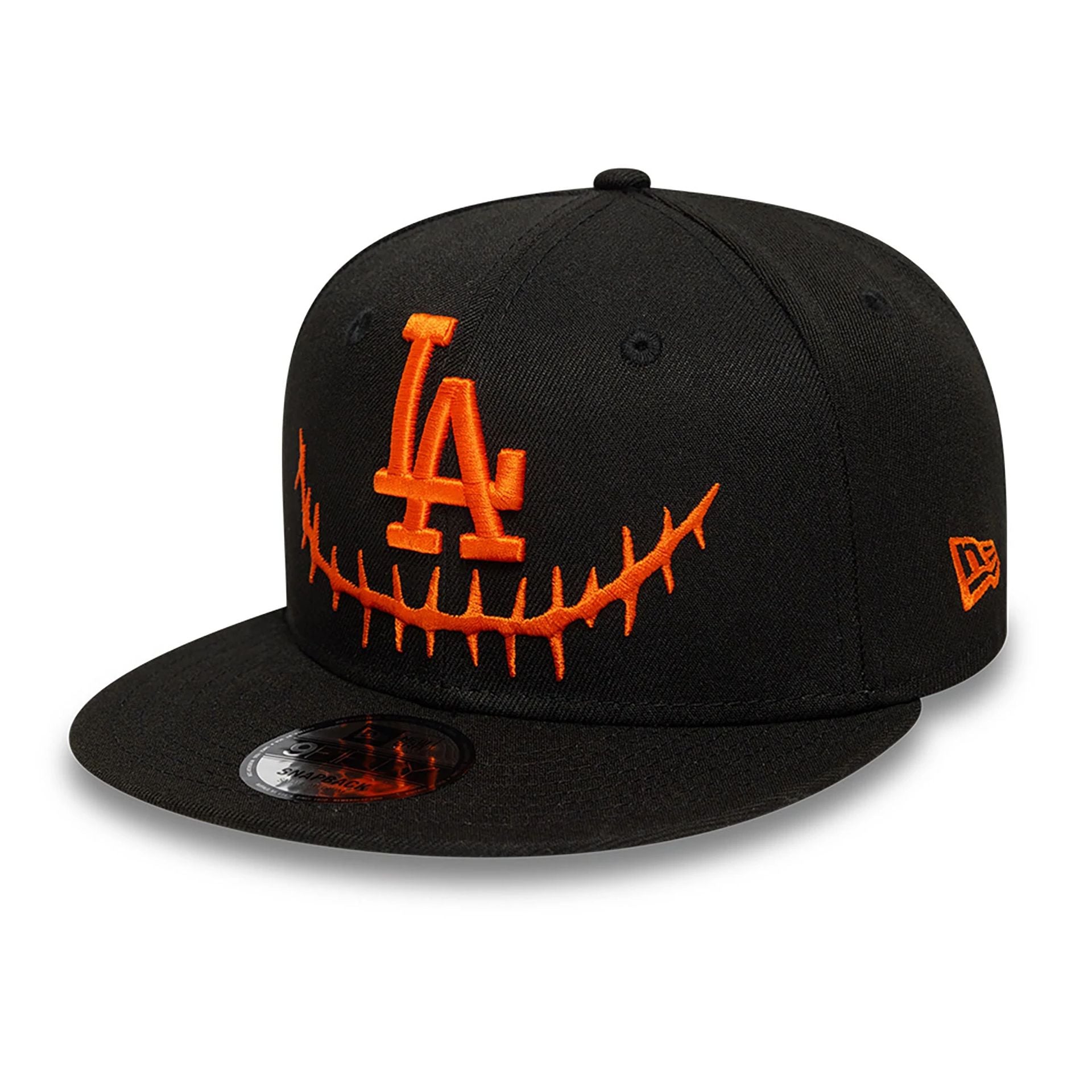 This is a LA Dodgers Pumpkin Black 9FIFTY Snapback Cap 1