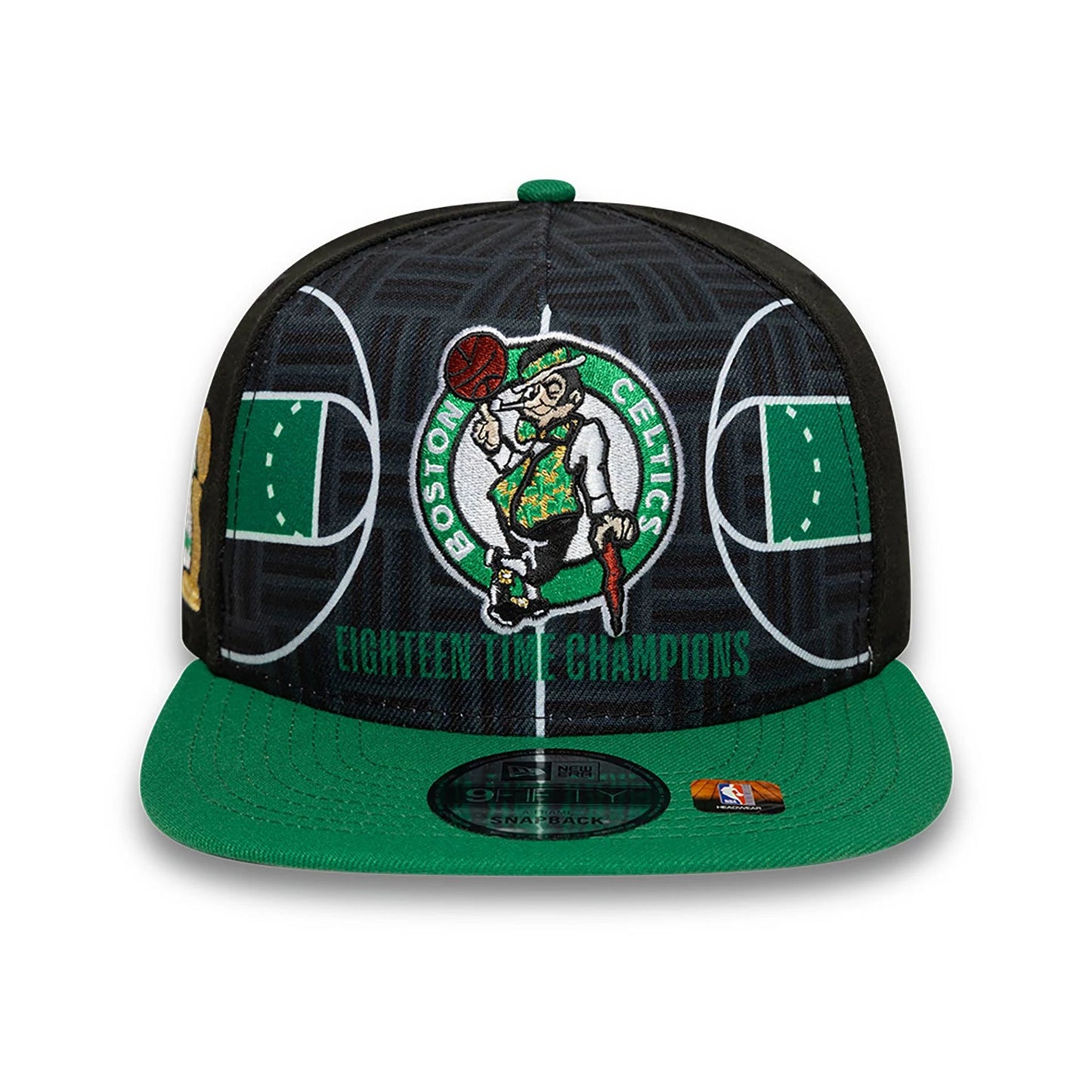 This is a Boston Celtics 18X Champions Black 9FIFTY A-Frame Adjustable Cap 3