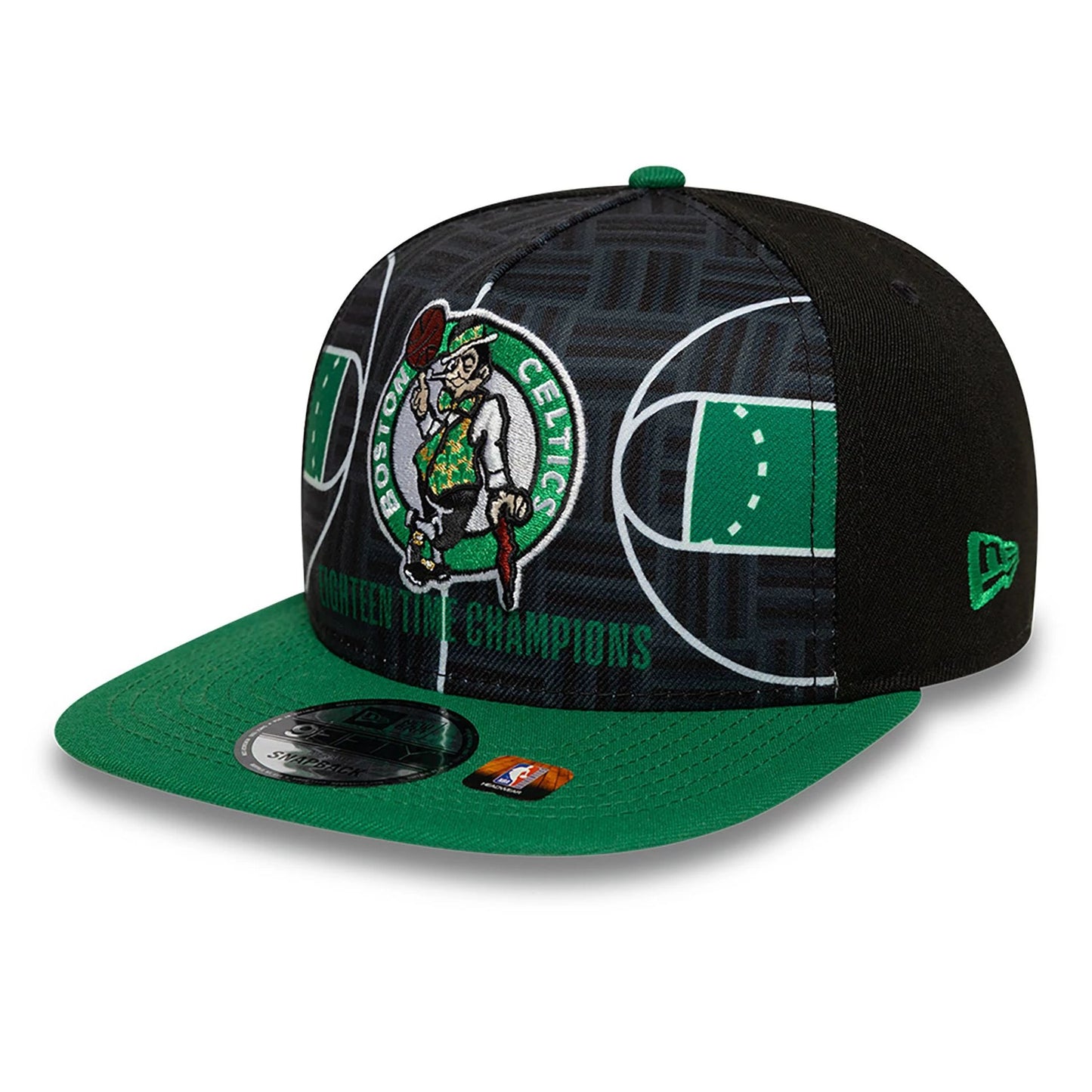 This is a Boston Celtics 18X Champions Black 9FIFTY A-Frame Adjustable Cap 4