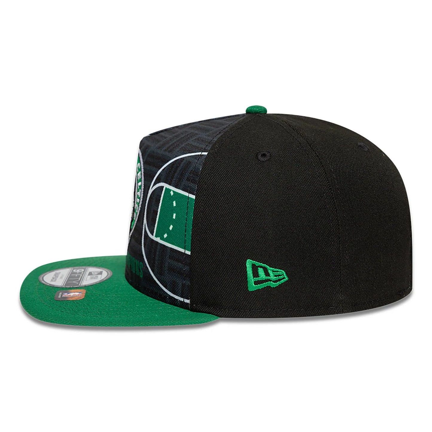 This is a Boston Celtics 18X Champions Black 9FIFTY A-Frame Adjustable Cap 7