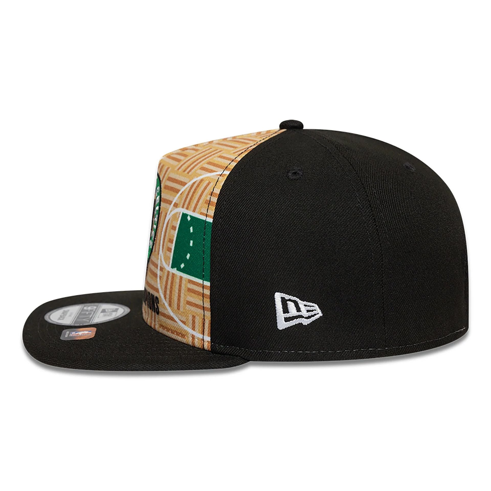 This is a Boston Celtics 18X Champions Black 9FIFTY A-Frame Adjustable Cap 7