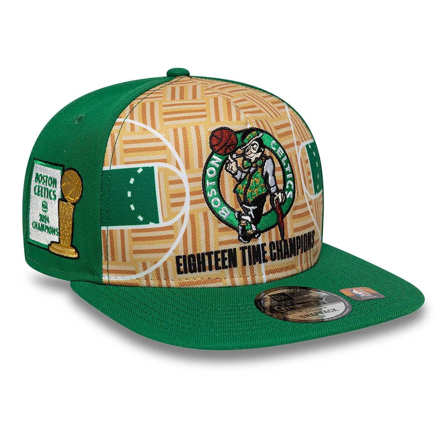 This is a Boston Celtics 18X Champions Green 9FIFTY A-Frame Adjustable Cap 1