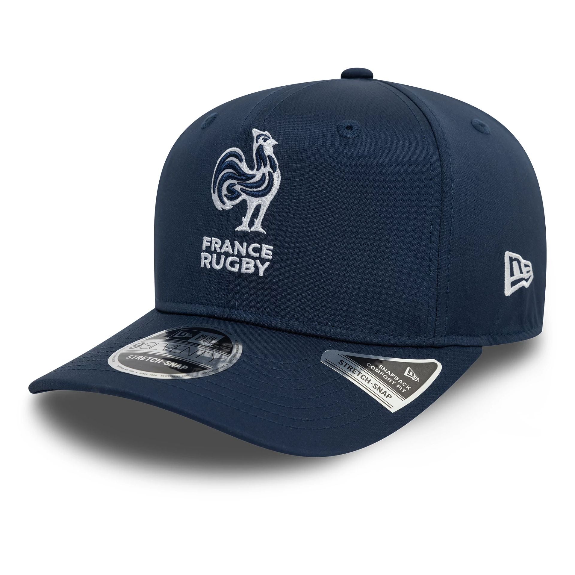 This is a French Federation Of Rugby Training Mesh Navy 9SEVENTY Stretch Snap Adjustable Cap 1