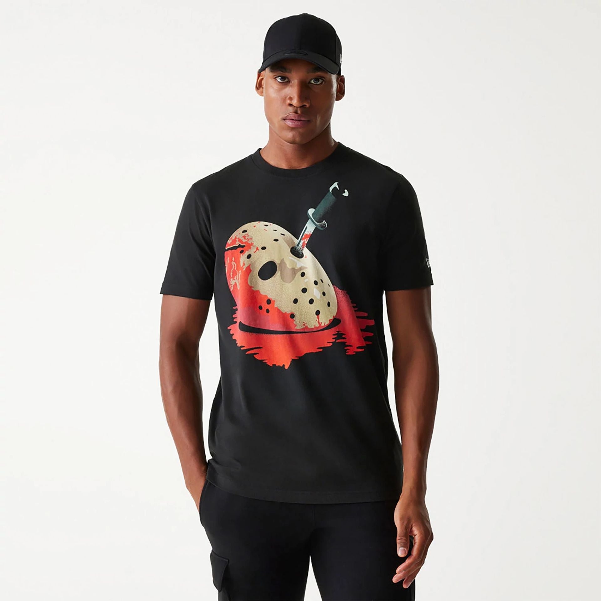 The Male model is wearing Friday The 13TH Halloween Horror Black T-Shirt 1