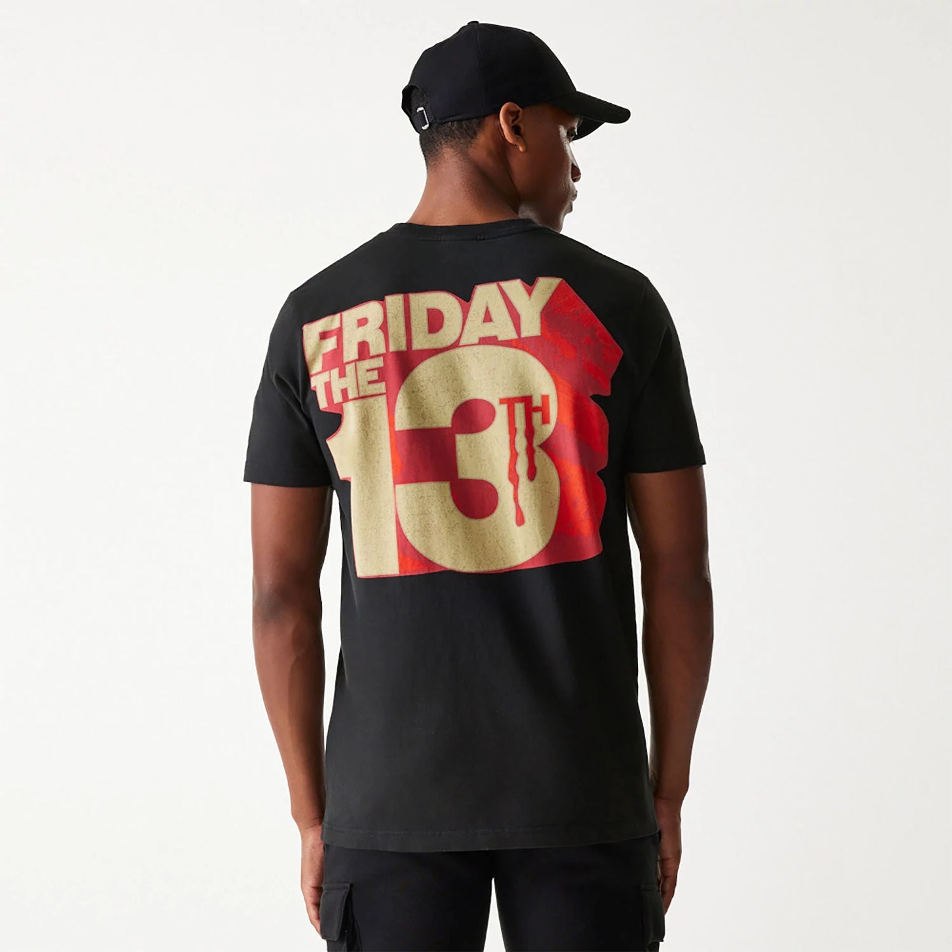 The Male model is wearing Friday The 13TH Halloween Horror Black T-Shirt 2