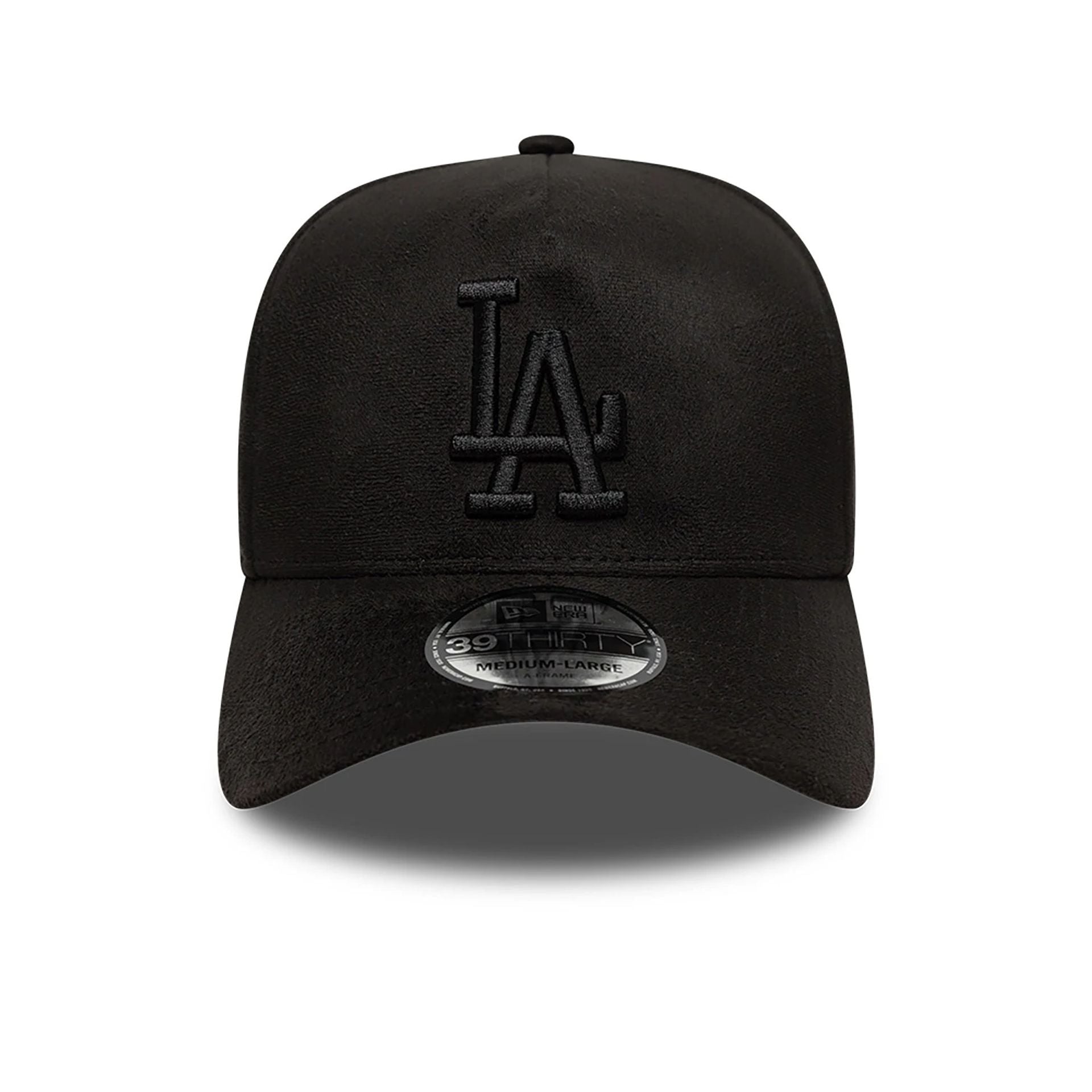 This is a LA Dodgers MLB Suede Black 39THIRTY A-Frame Stretch Fit Cap 2