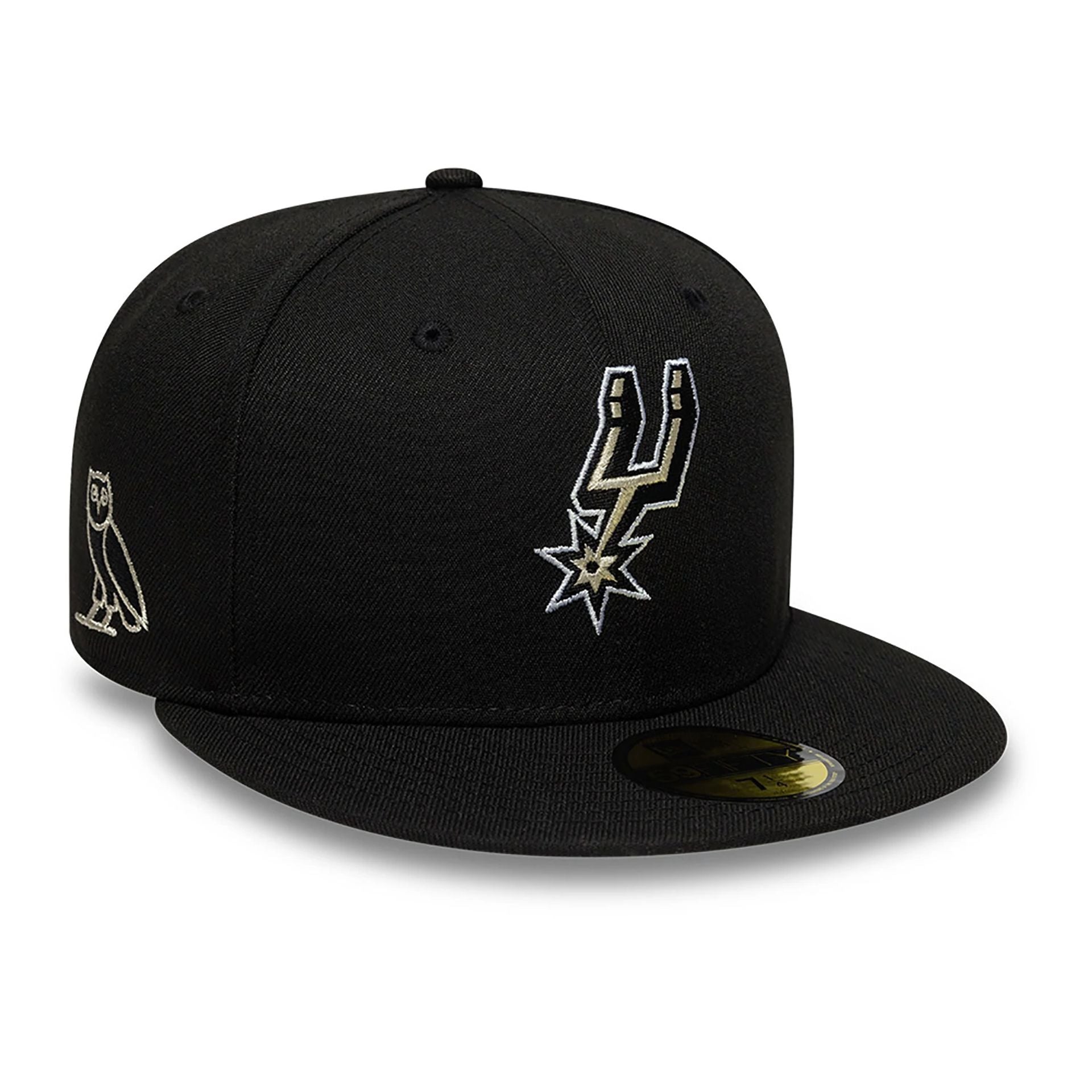 This is a San Antonio Spurs OVO x NBA 2024 Black 59FIFTY Fitted Cap 1