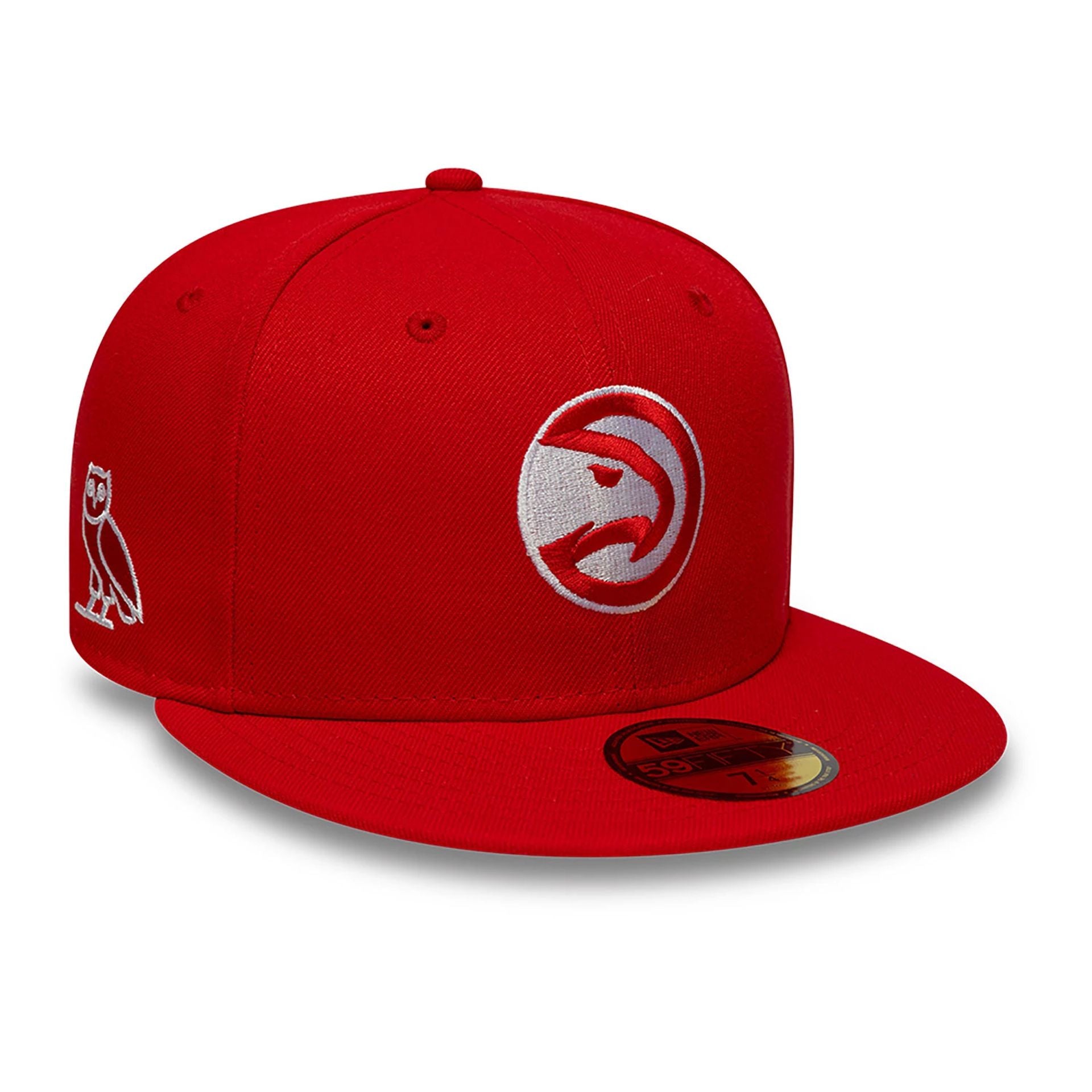 This is a Atlanta Hawks OVO x NBA 2024 Red 59FIFTY Fitted Cap 1