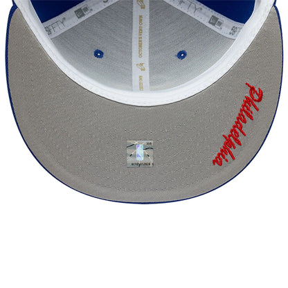 This is a Philadelphia 76ers OVO x NBA 2024 Blue 59FIFTY Fitted Cap 2