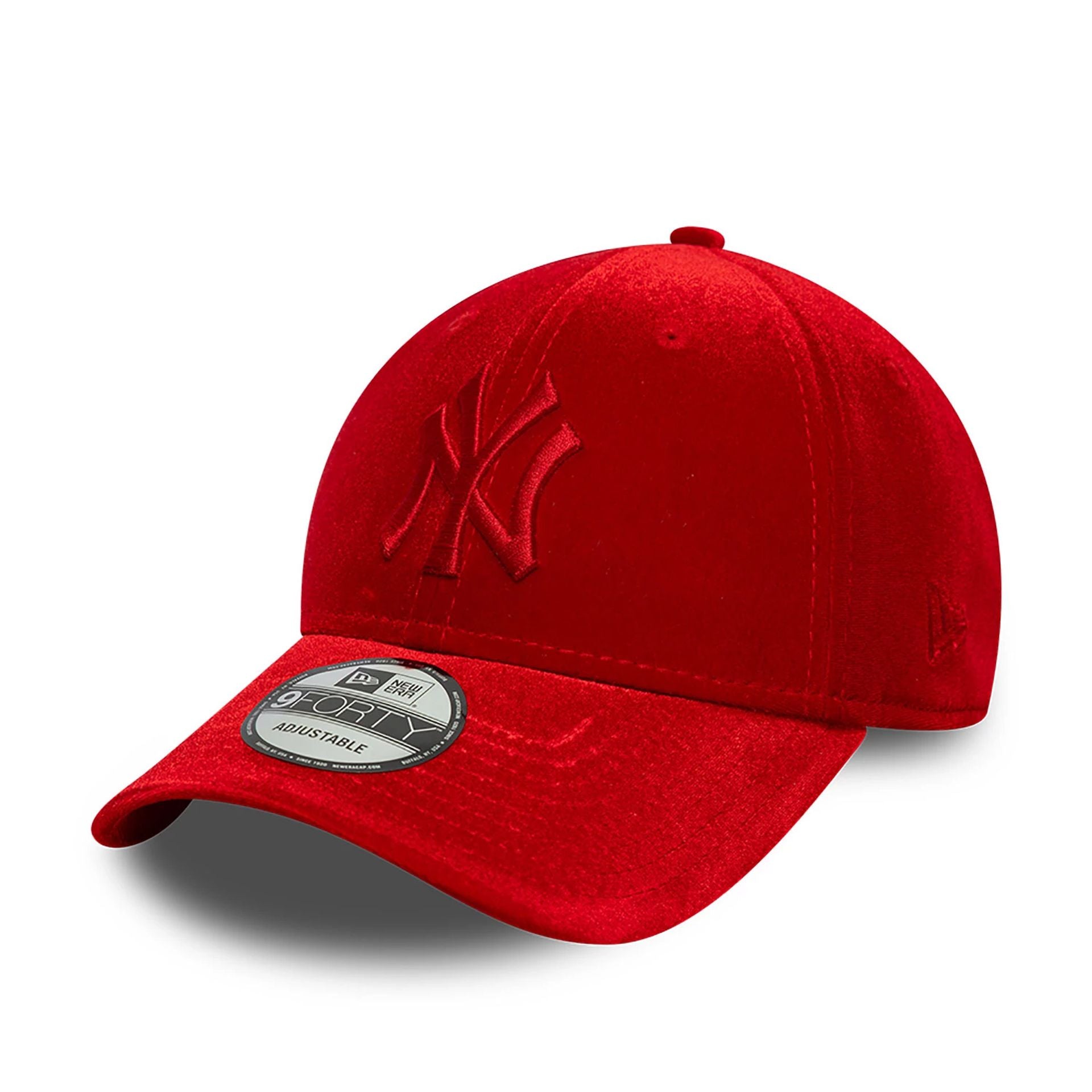 This is a New York Yankees Tonal Velvet Red 9FORTY Adjustable Cap 1