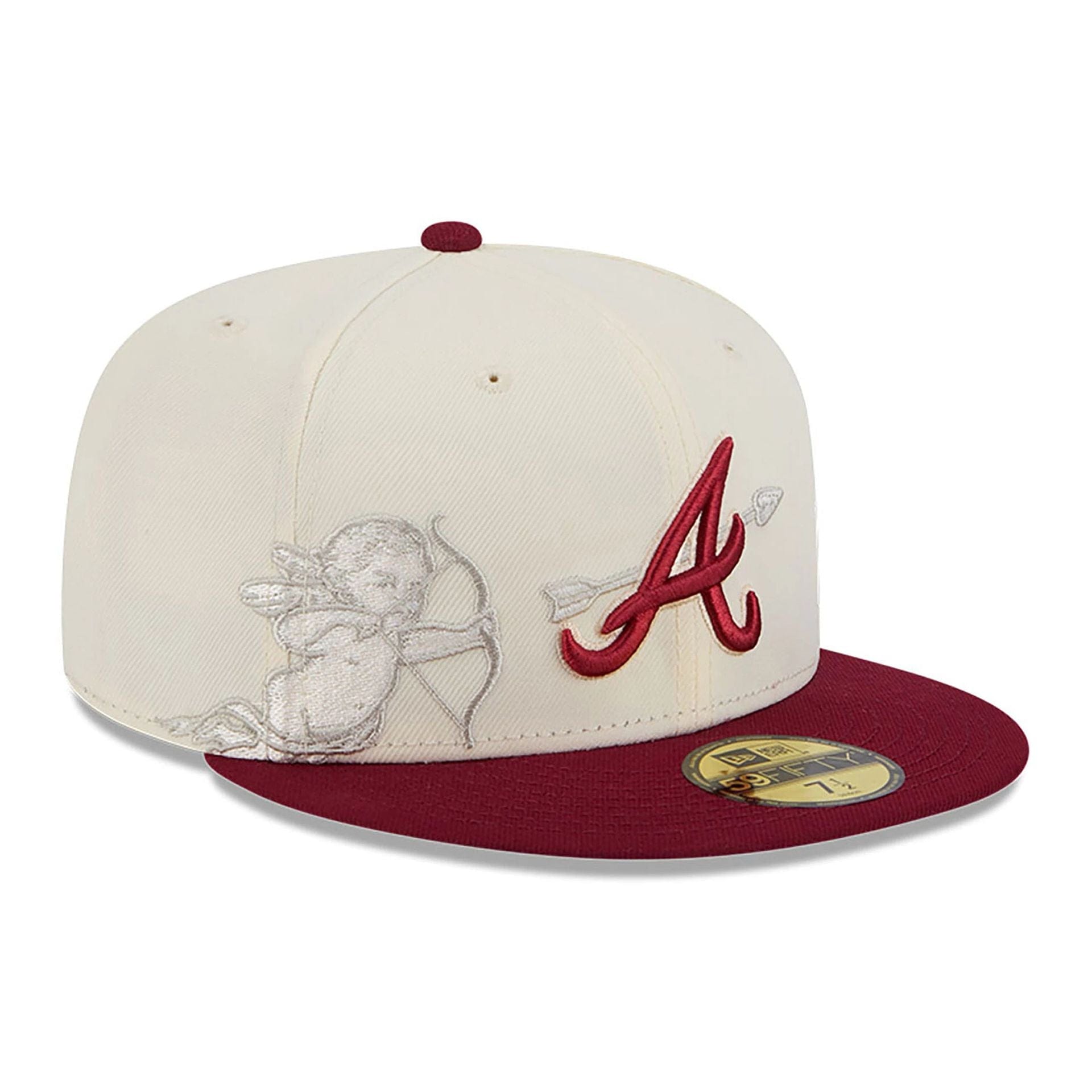 This is a Atlanta Braves Cherub Chrome White 59FIFTY Fitted Cap 1