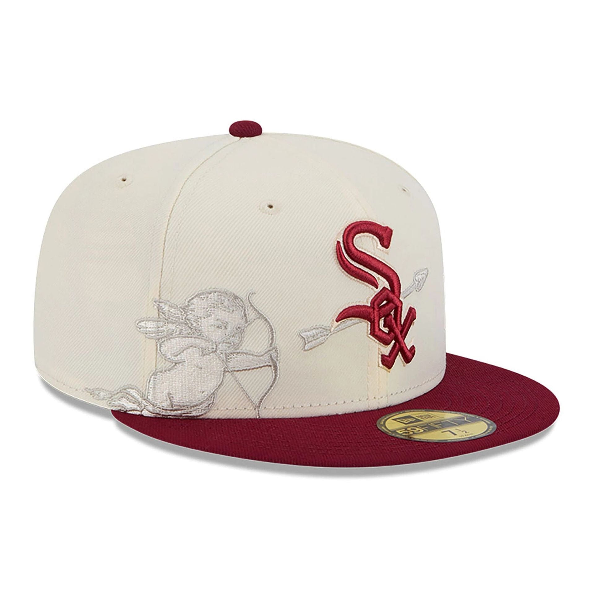 This is a Chicago White Sox Cherub Chrome White 59FIFTY Fitted Cap 1