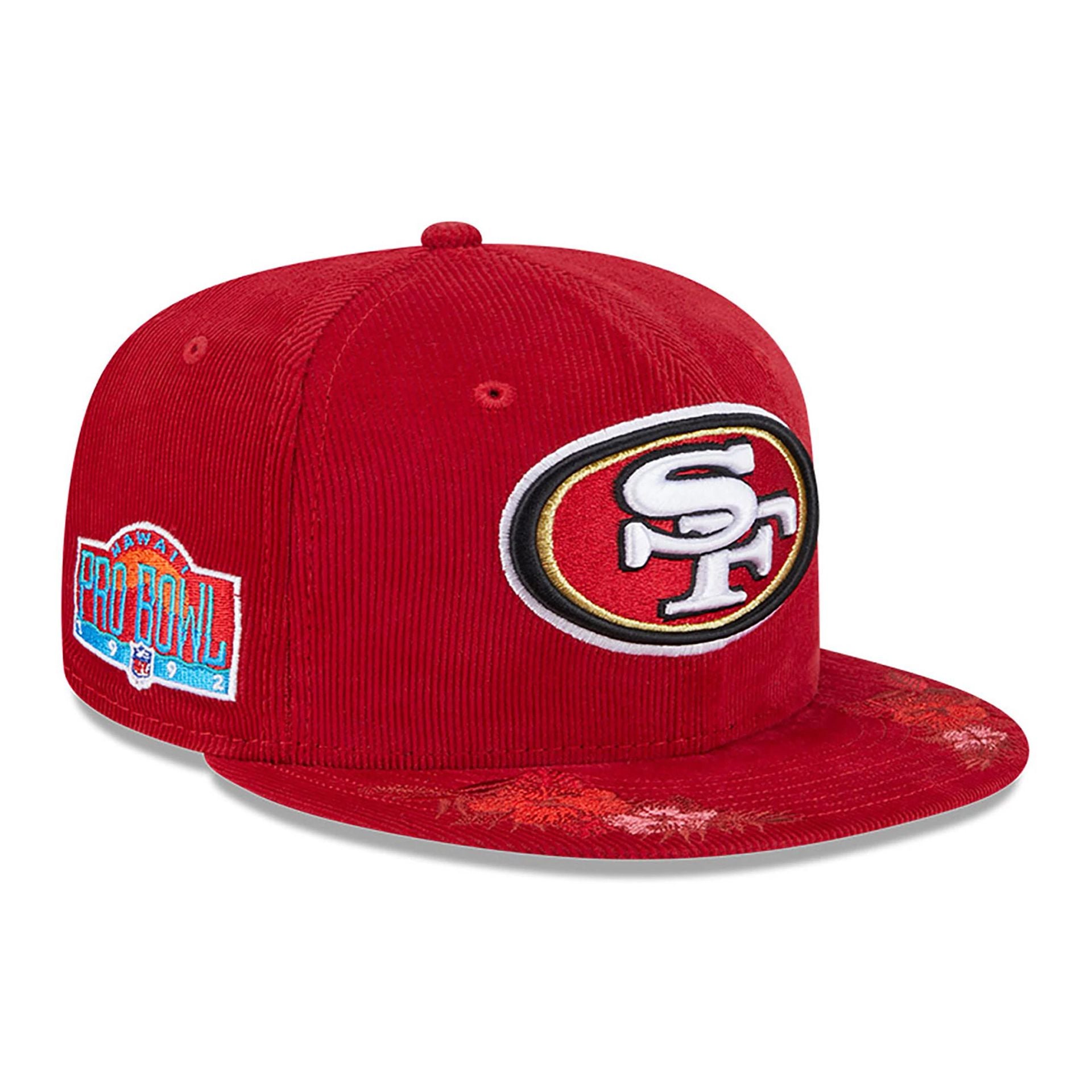 This is a San Francisco 49ers Floral Cord Red 59FIFTY Fitted Cap 1