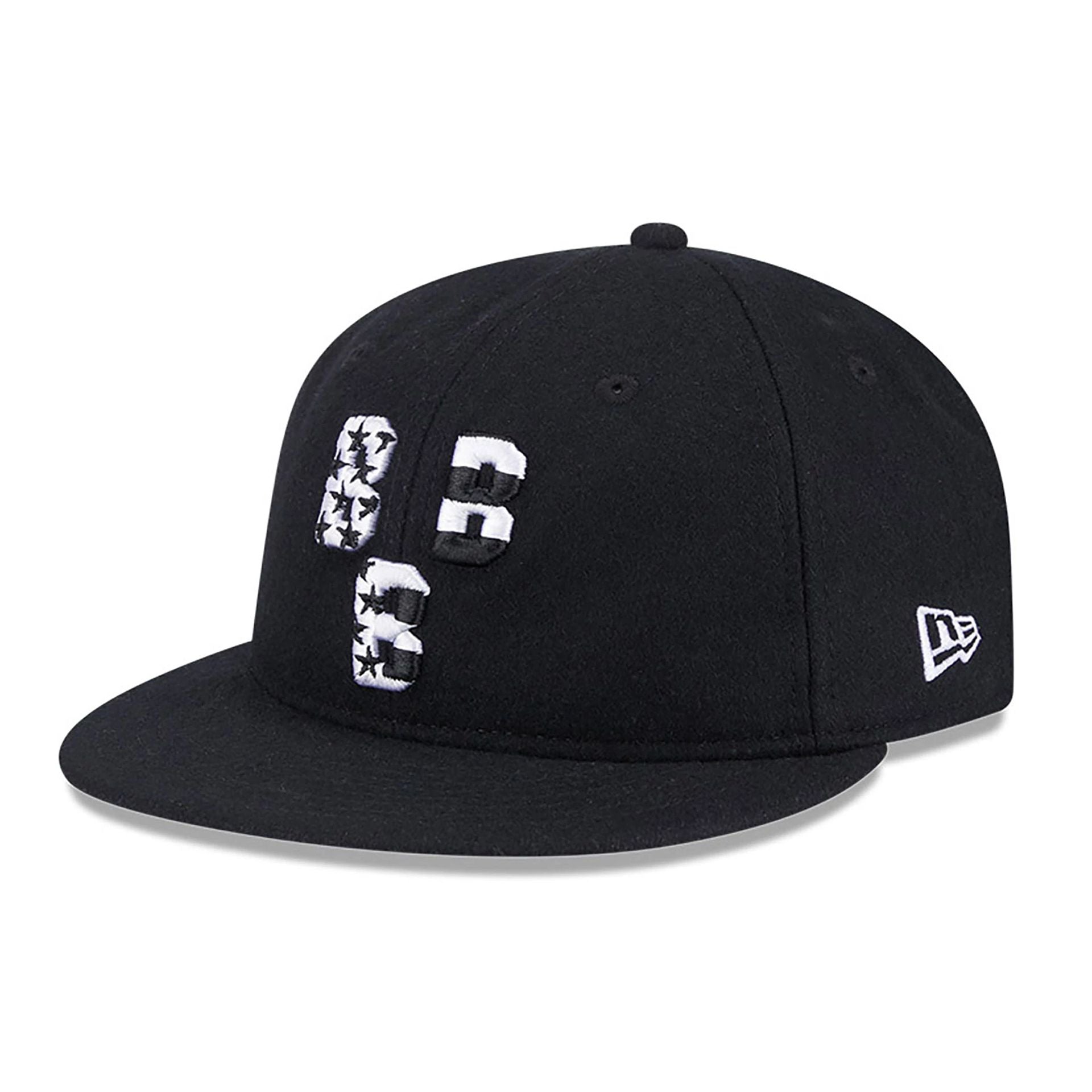 This is a Birmingham Black Barons Enclosed Flag Black Retro Crown 59FIFTY Fitted Cap 1