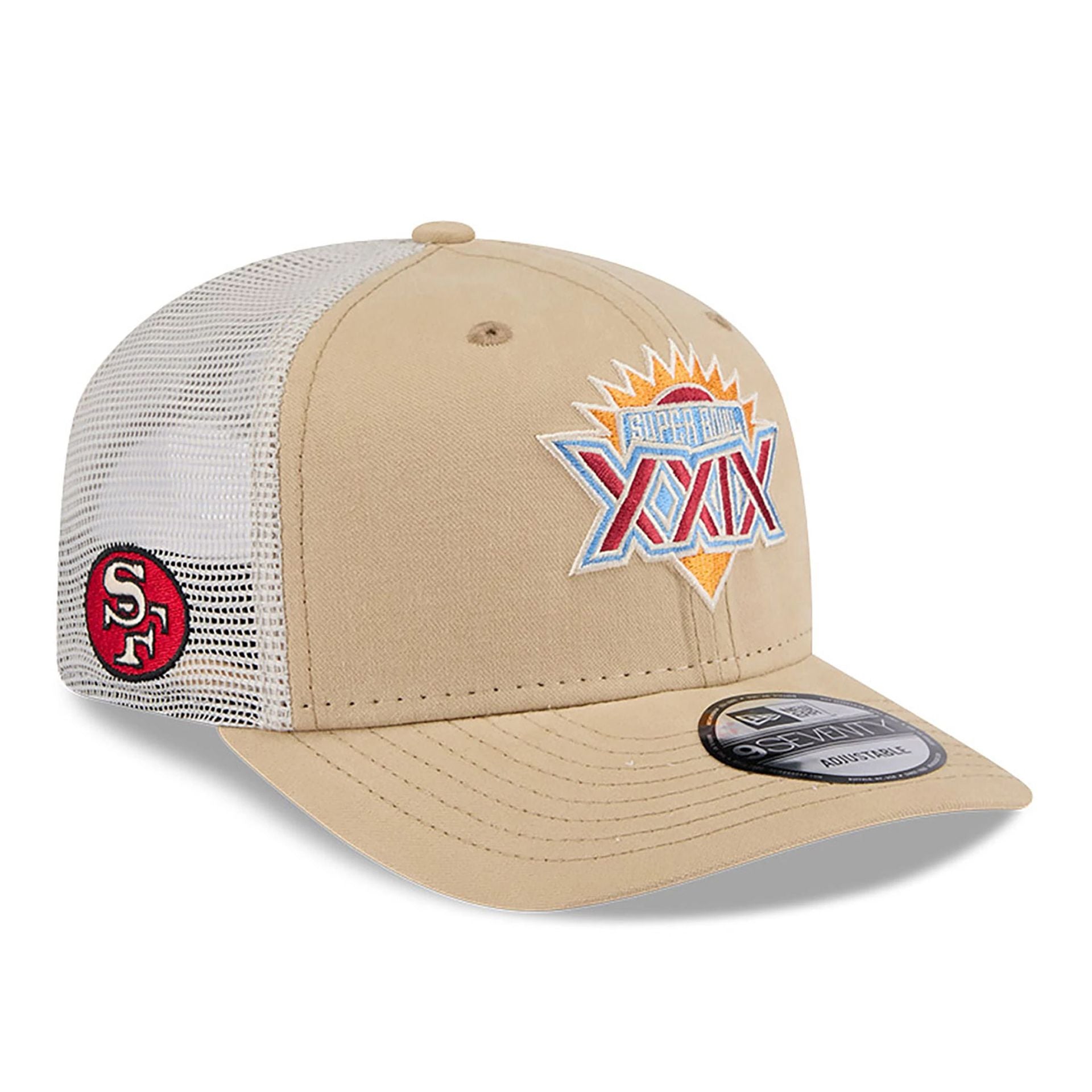 This is a San Francisco 49ers NFL Champions Beige 9SEVENTY Stretch Snap Adjustable Cap 1