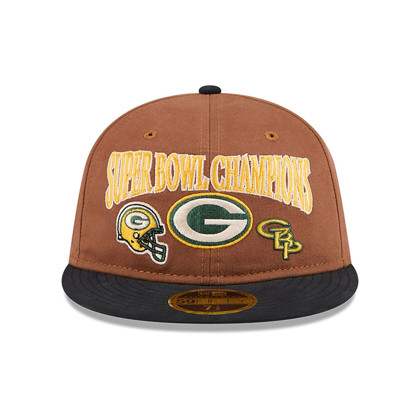 This is a Green Bay Packers NFL Champions Dark Beige Retro Crown 59FIFTY Fitted Cap 3