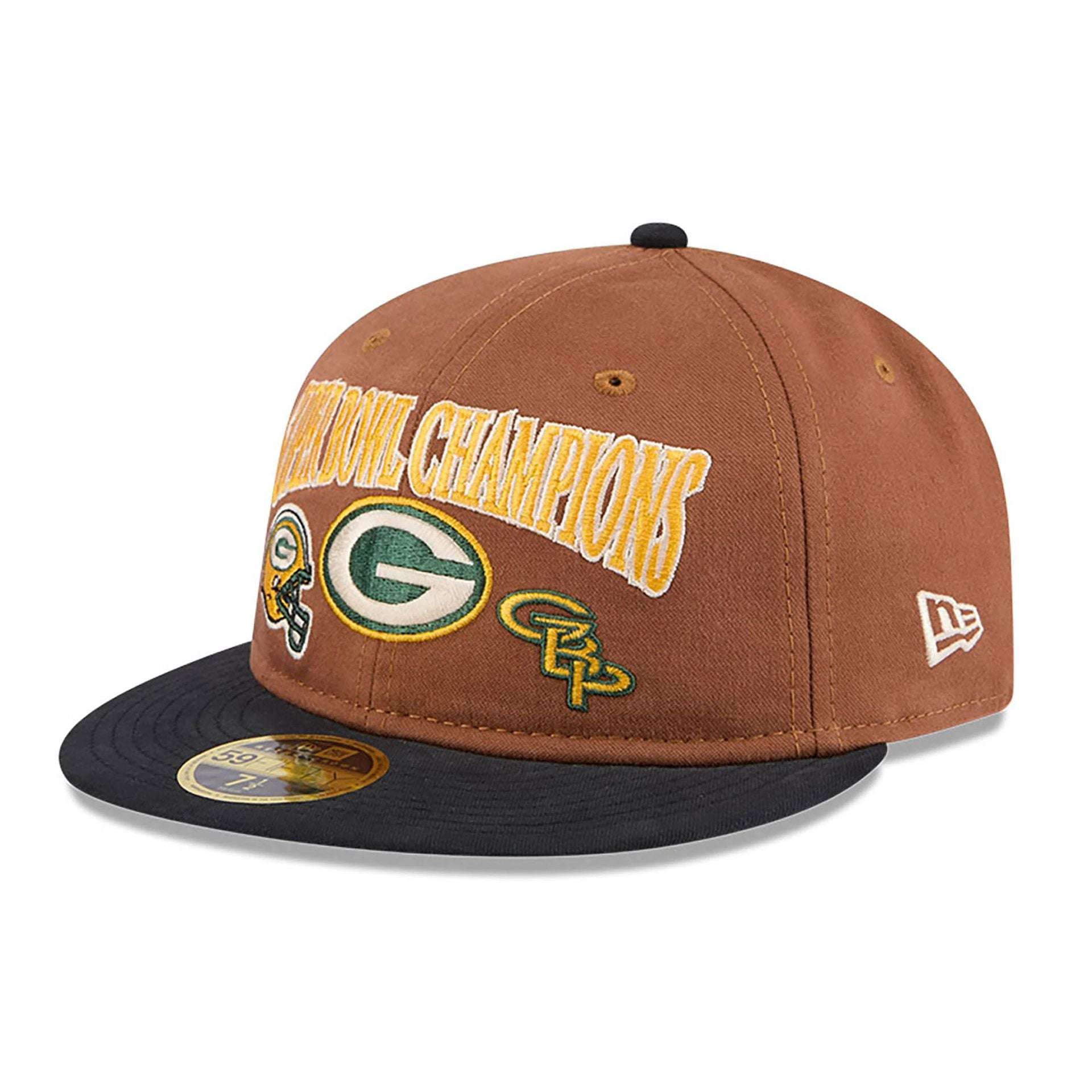 This is a Green Bay Packers NFL Champions Dark Beige Retro Crown 59FIFTY Fitted Cap 4