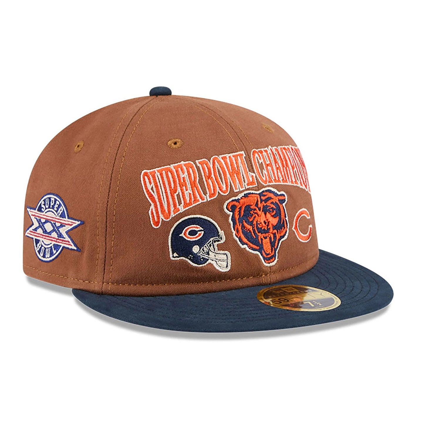 This is a Chicago Bears NFL Champions Dark Beige Retro Crown 59FIFTY Fitted Cap 1