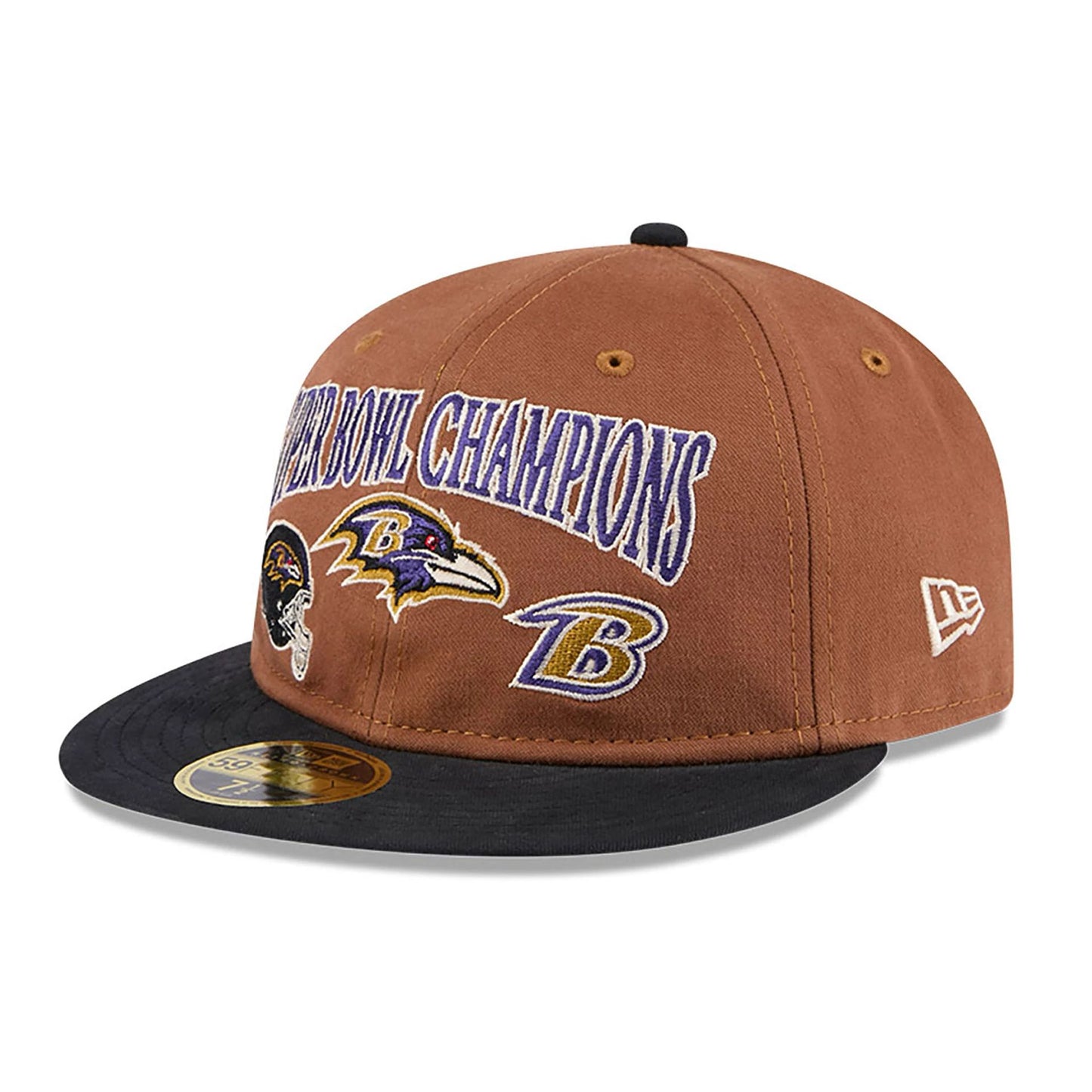 This is a Baltimore Ravens NFL Champions Dark Beige Retro Crown 59FIFTY Fitted Cap 4