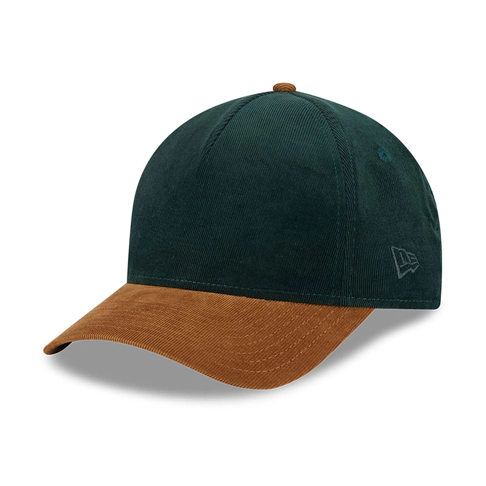 This is a New Era Micro Cord Dark Green 9FORTY M-Crown A-Frame Adjustable Cap 1