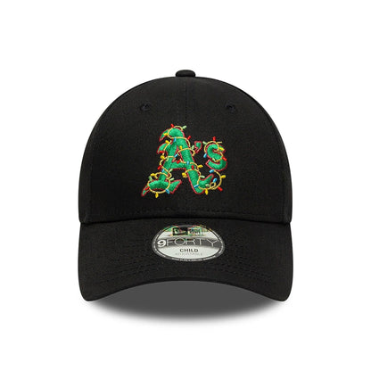 This is a Oakland Athletics Child Christmas Lights Black 9FORTY Adjustable Cap 2