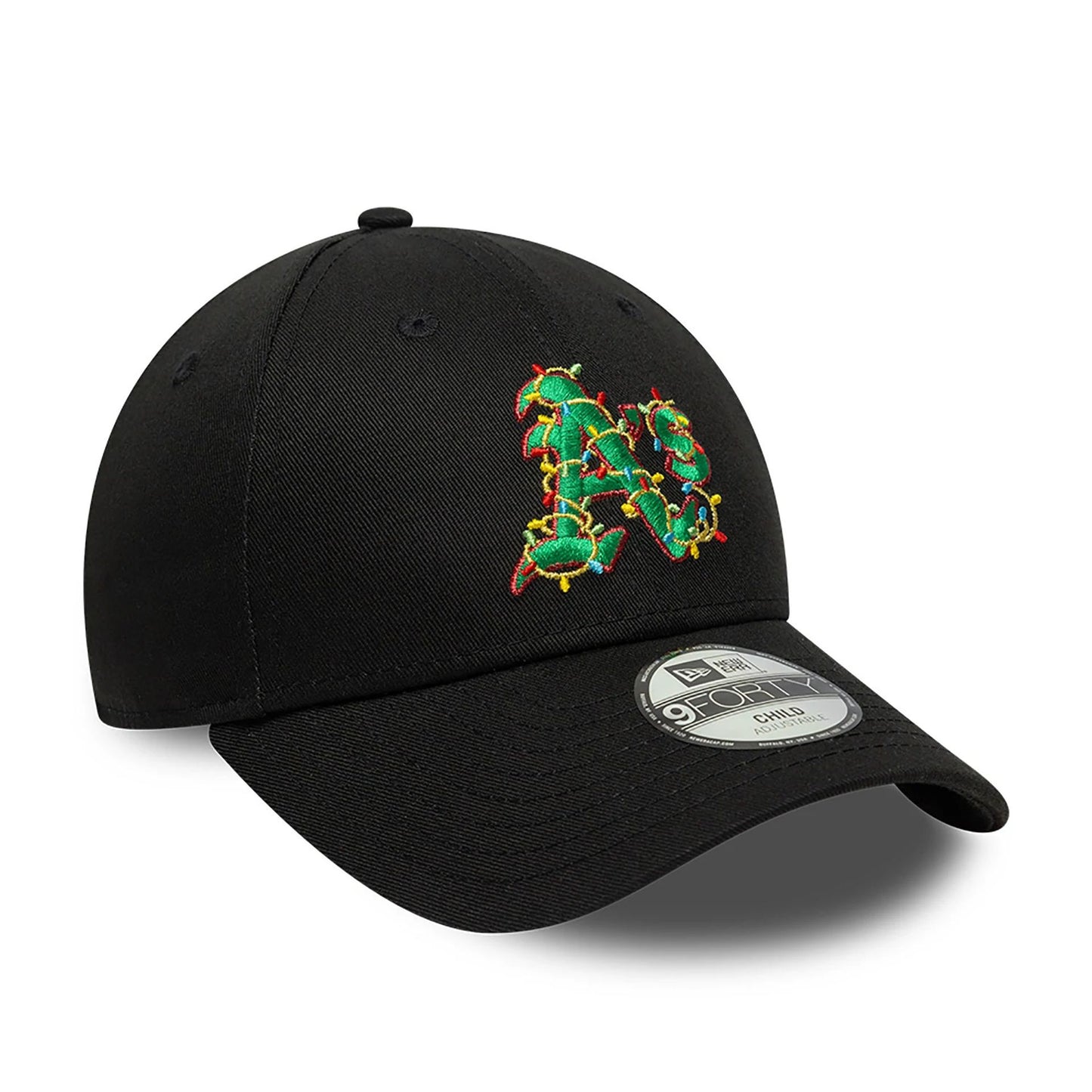 This is a Oakland Athletics Child Christmas Lights Black 9FORTY Adjustable Cap 3