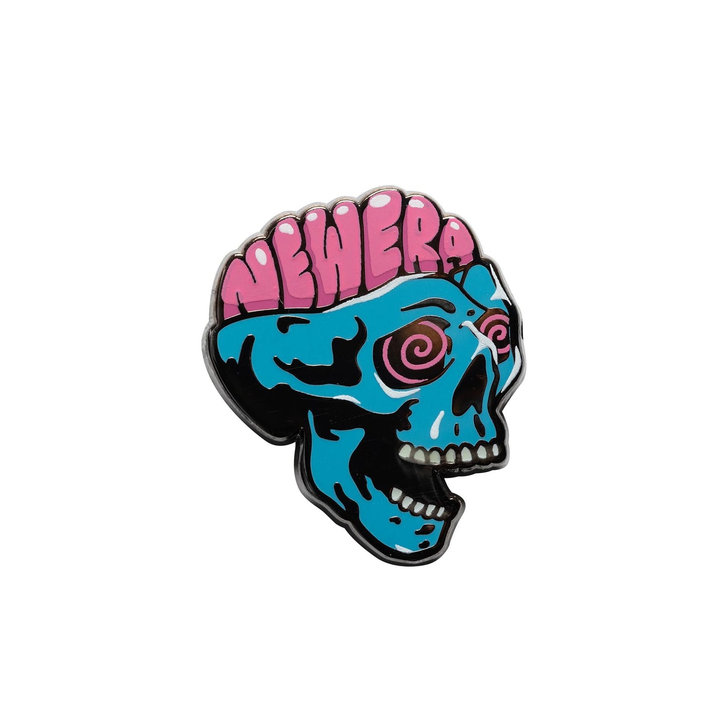 This is a New Era Halloween Brain Skull Blue Pin Badge 1