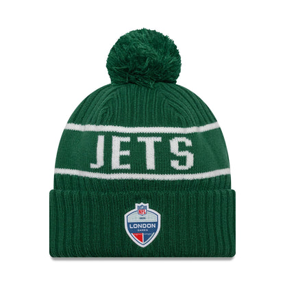 This is a New York Jets NFL International Series Games London 2024 Green Sportknit Beanie Hat 2