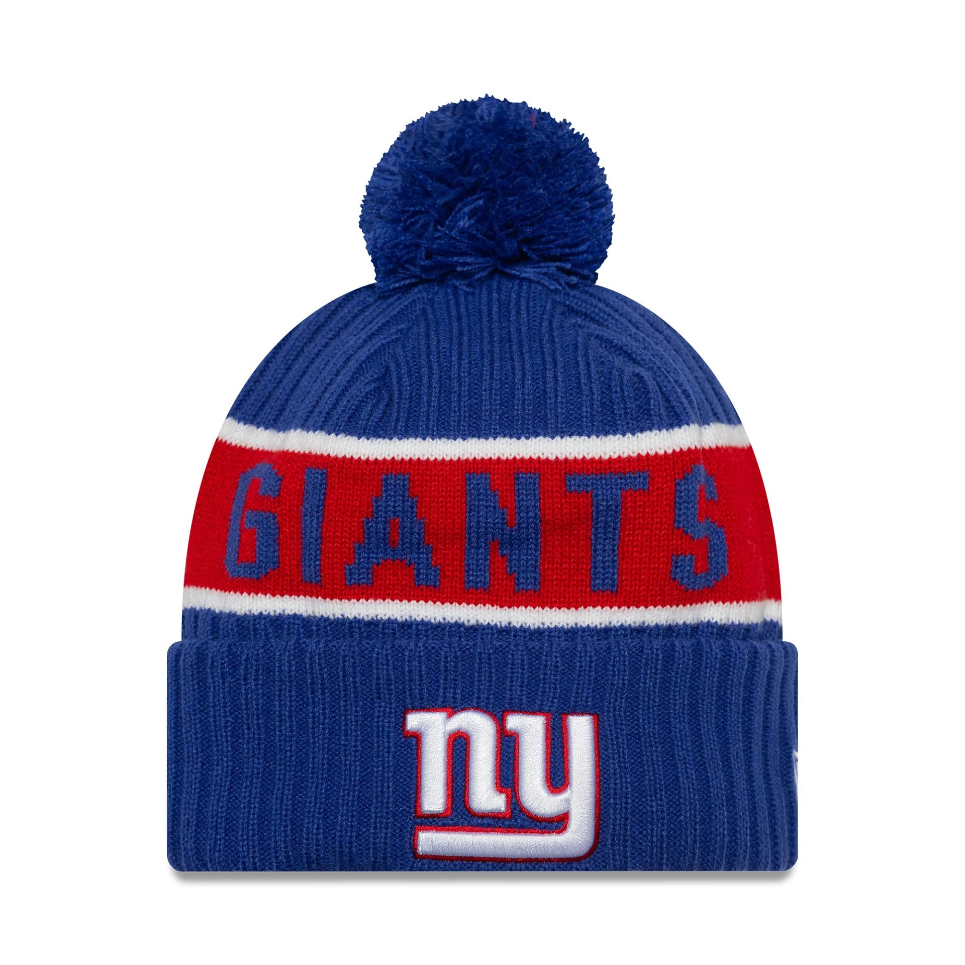 This is a New York Giants NFL International Series Games Munich 2024 Blue Sportknit Beanie Hat 1