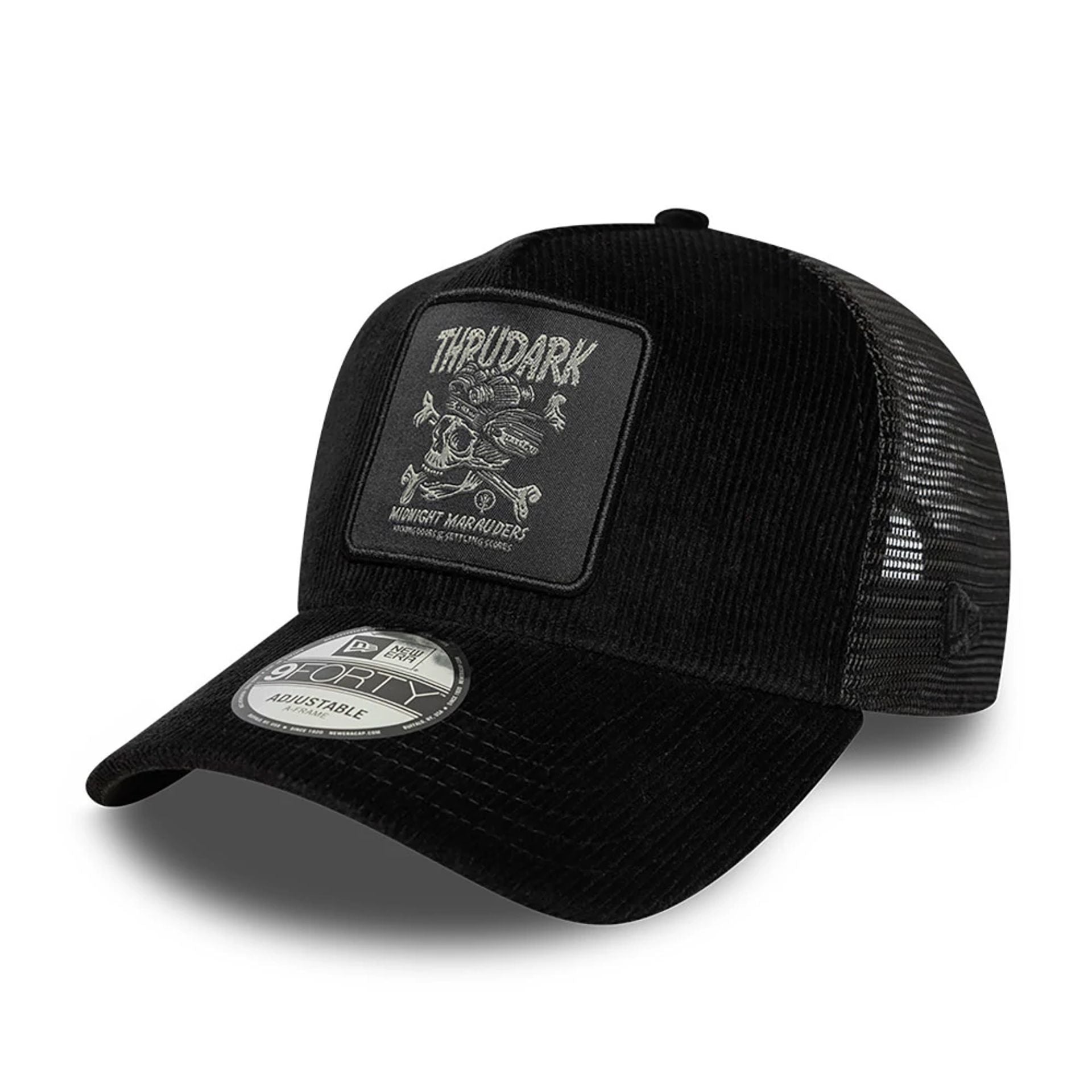 This is a ThruDark x New Era Artist Black 9FORTY A-Frame Trucker Adjustable Cap 1