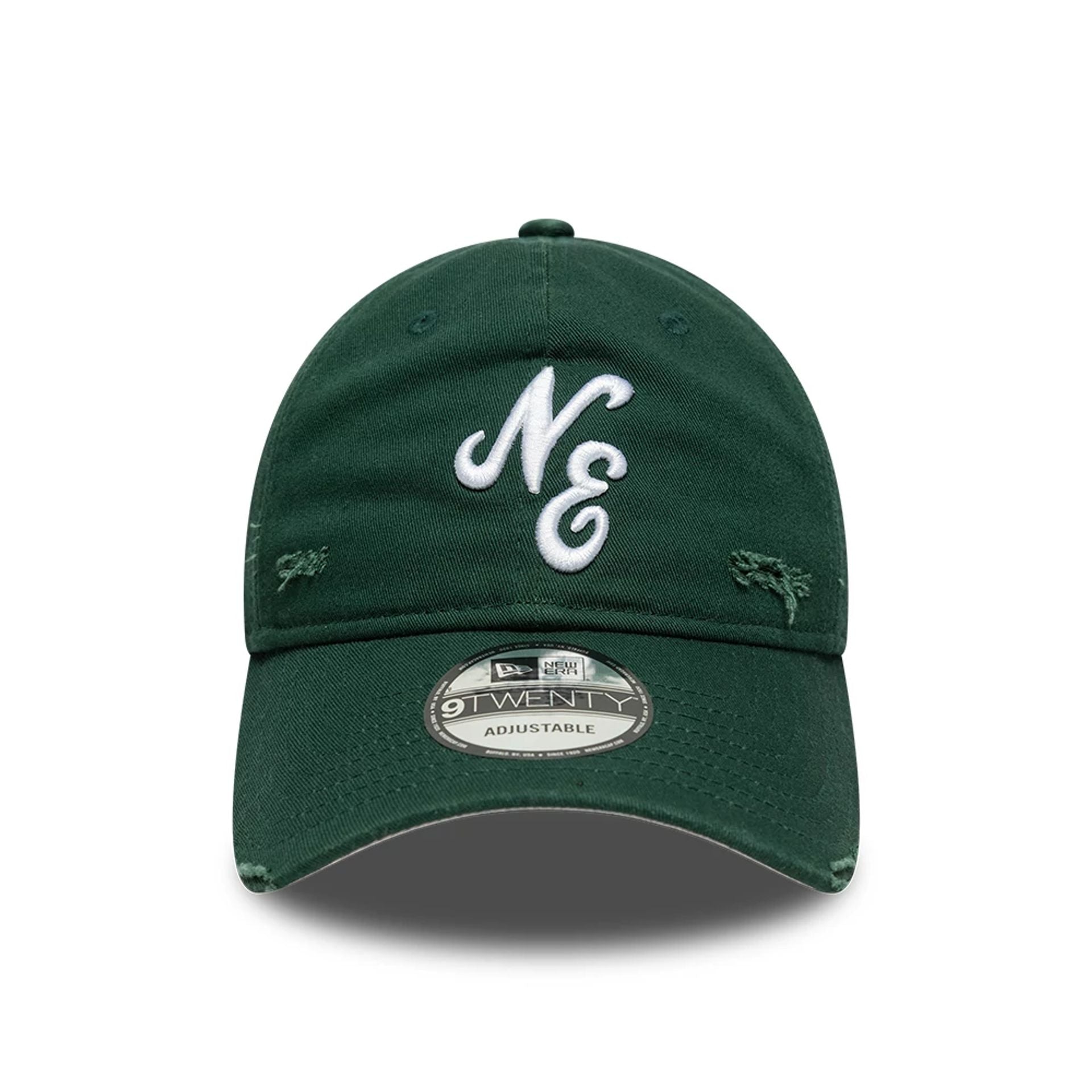 This is a New Era Distressed Dark Green 9TWENTY Adjustable Cap 2