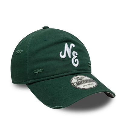 This is a New Era Distressed Dark Green 9TWENTY Adjustable Cap 3