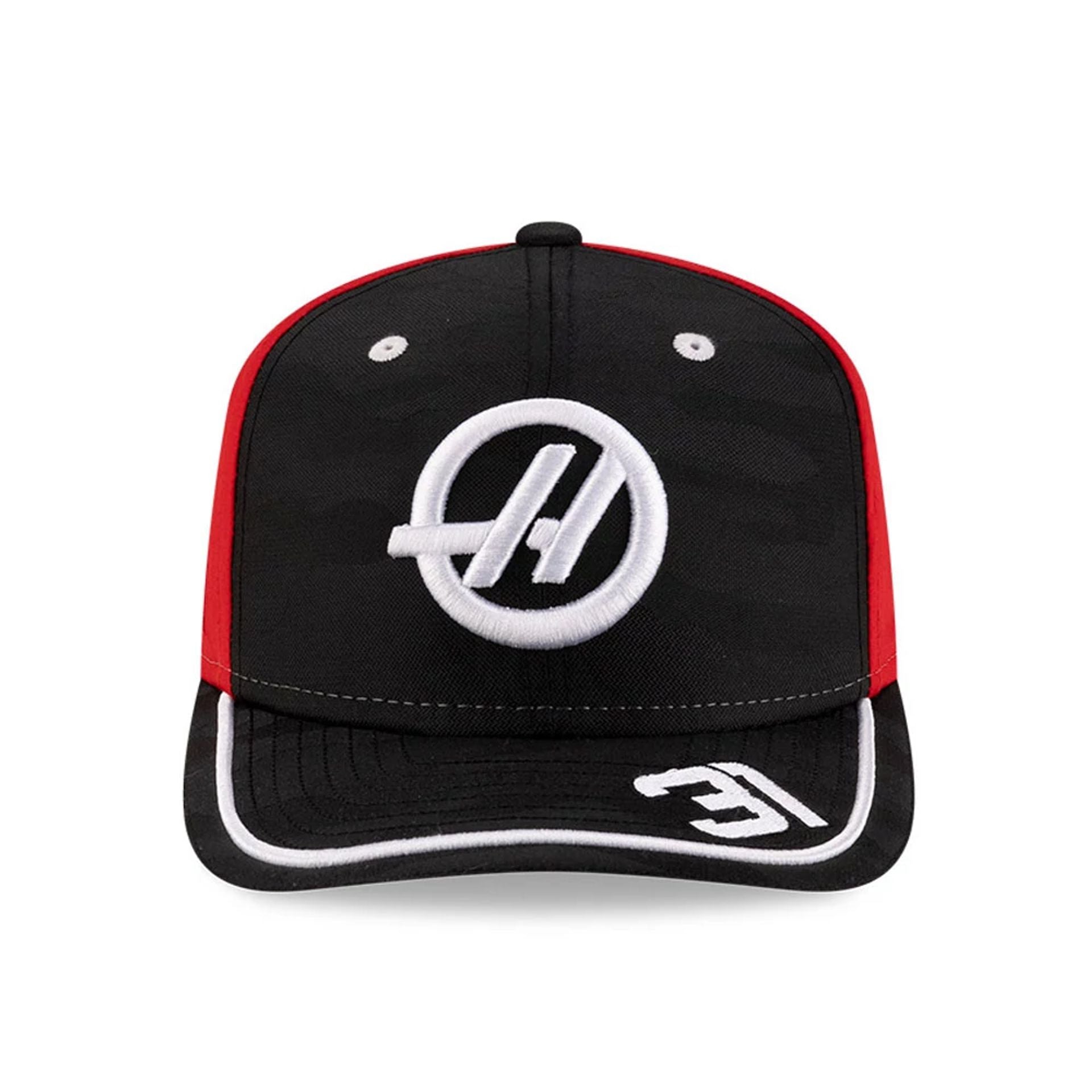 This is a MoneyGram Haas F1 Replica Esteban Ocon Camo Black 9SEVENTY Stretch Snap Adjustable Cap 2