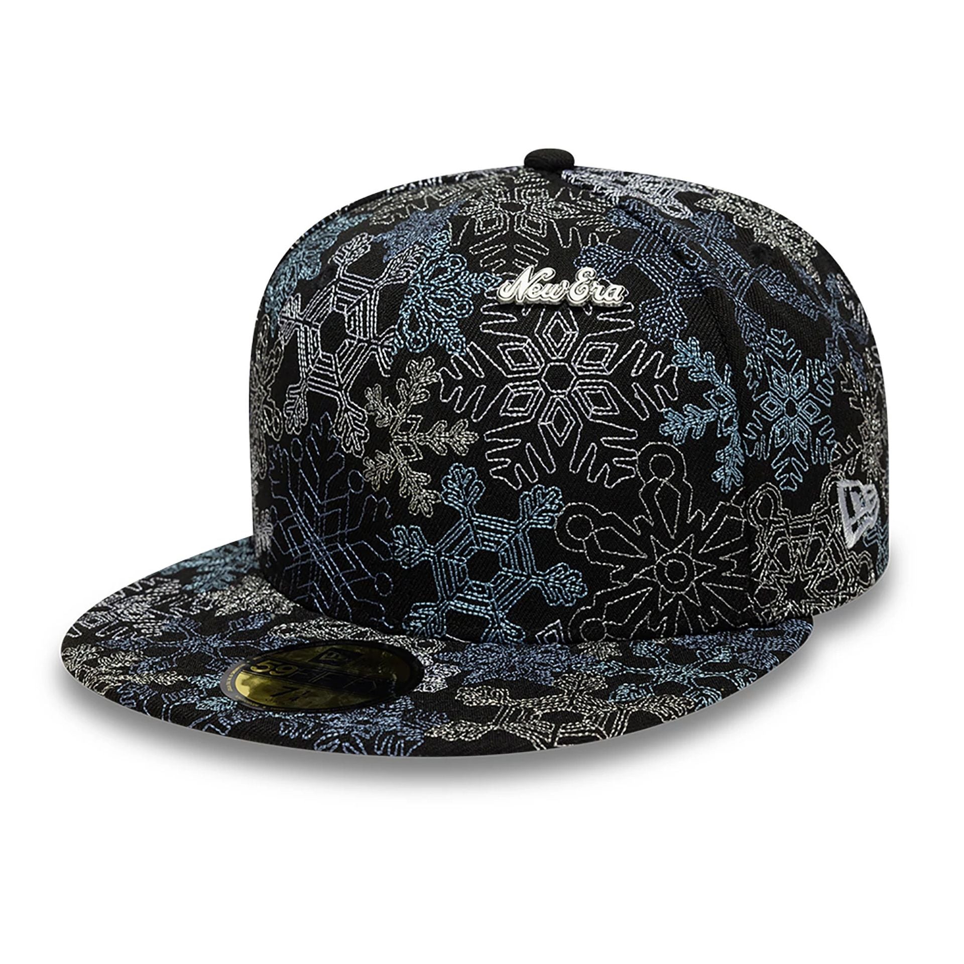 This is a New Era Winter All Over Print Black 59FIFTY Fitted Cap 1