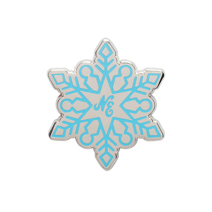 This is a New Era Snowflake Blue Pin Badge 1