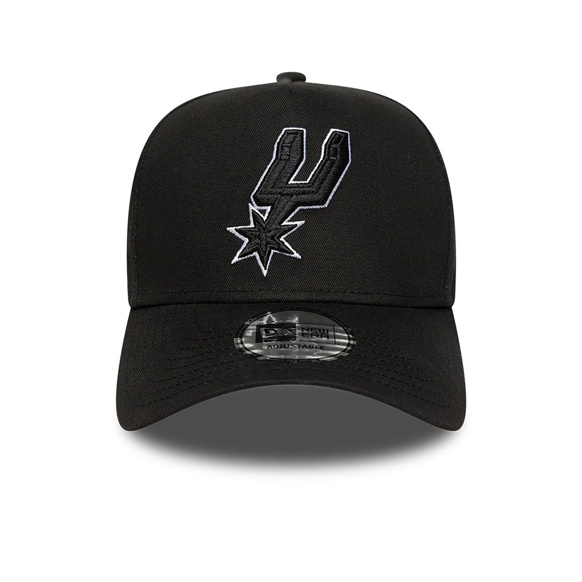 This is a San Antonio Spurs NBA Paris Games 2025 Black 9FORTY E-Frame Adjustable Cap 2