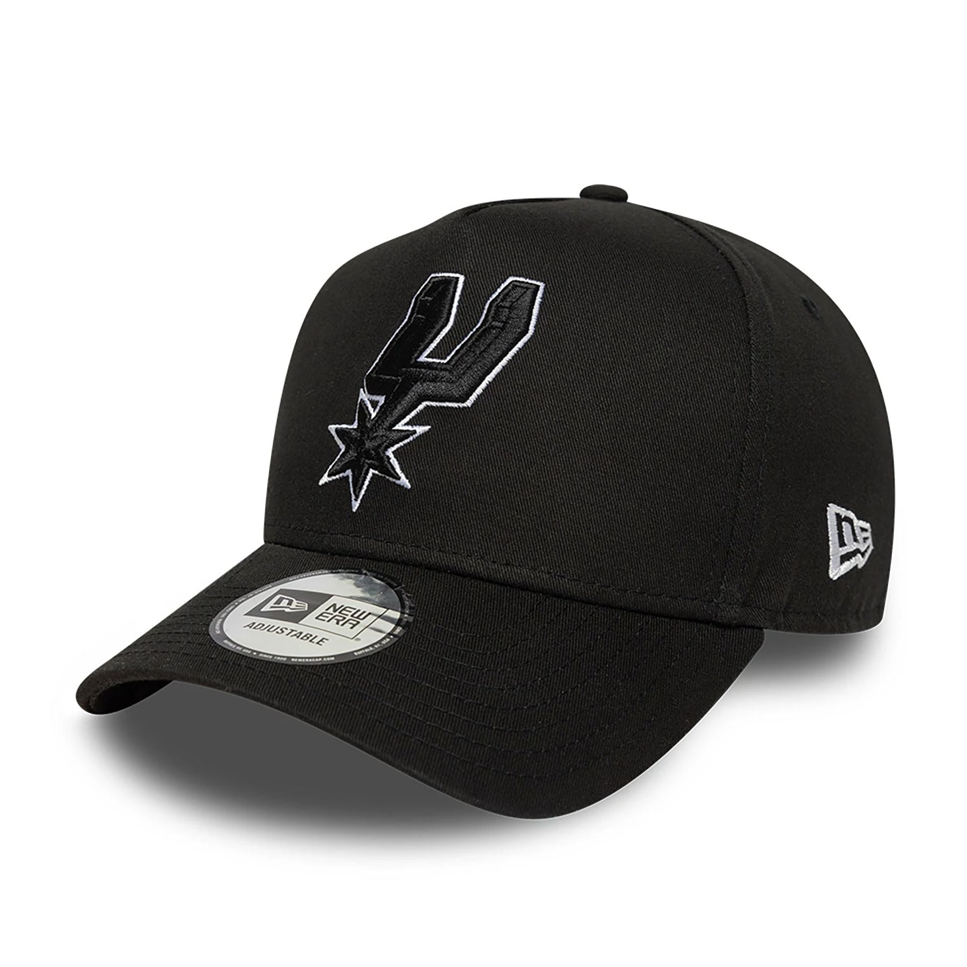 This is a San Antonio Spurs NBA Paris Games 2025 Black 9FORTY E-Frame Adjustable Cap 3