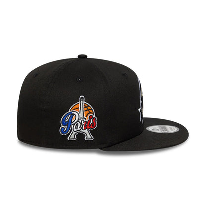 This is a San Antonio Spurs NBA Paris Games 2025 Black 9FIFTY Snapback Cap 6