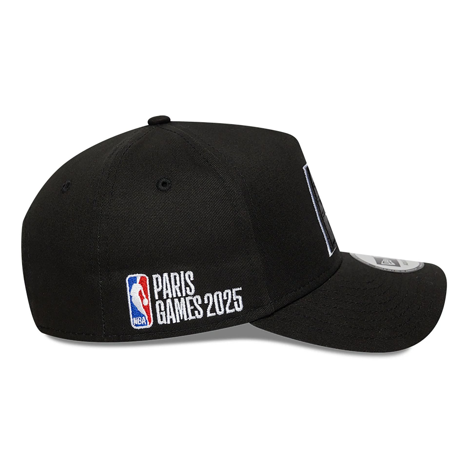 This is a Indiana Pacers NBA Paris Games 2025 Black 9FORTY E-Frame Adjustable Cap 6