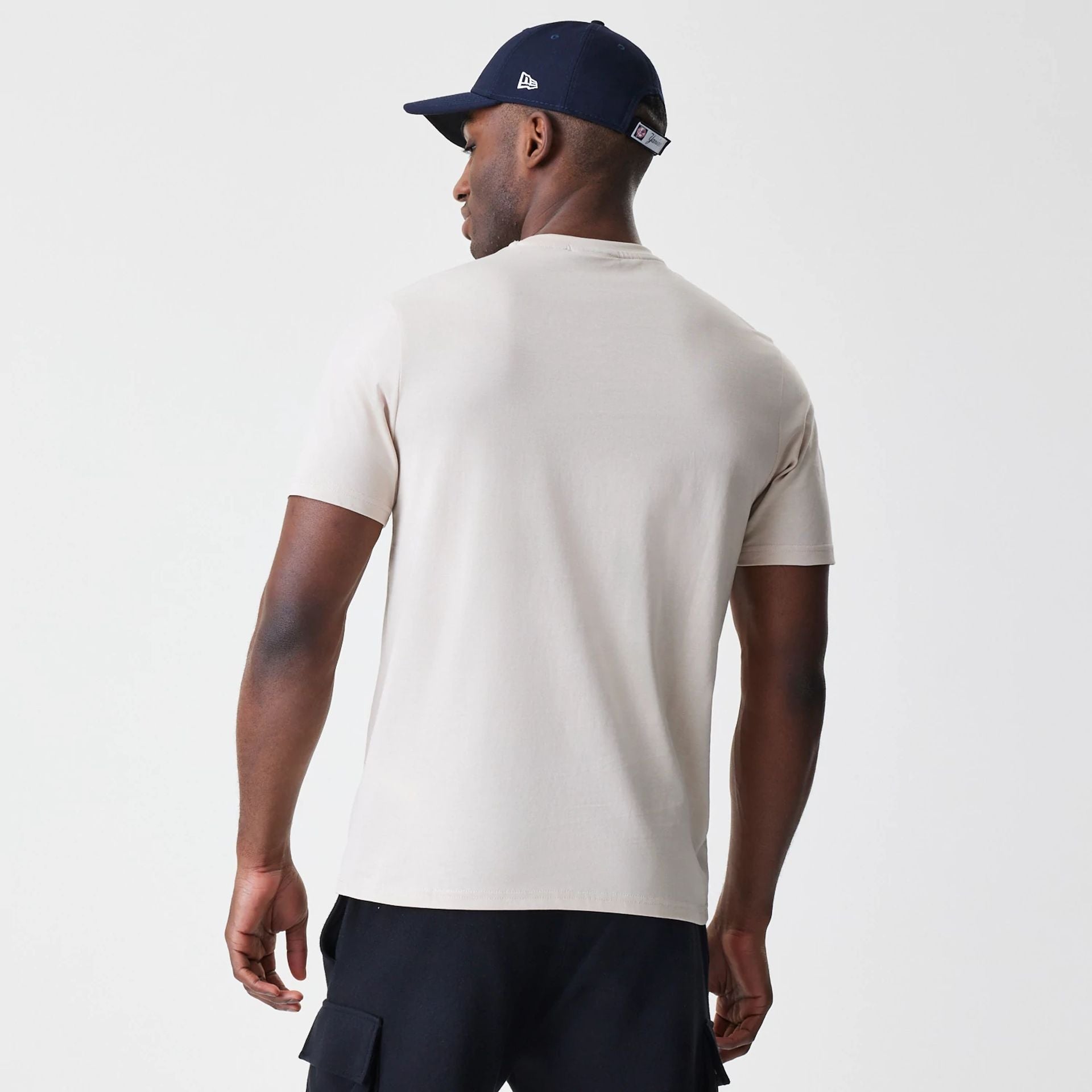 The Male model is wearing New York Yankees MLB Logo Cream T-Shirt 2